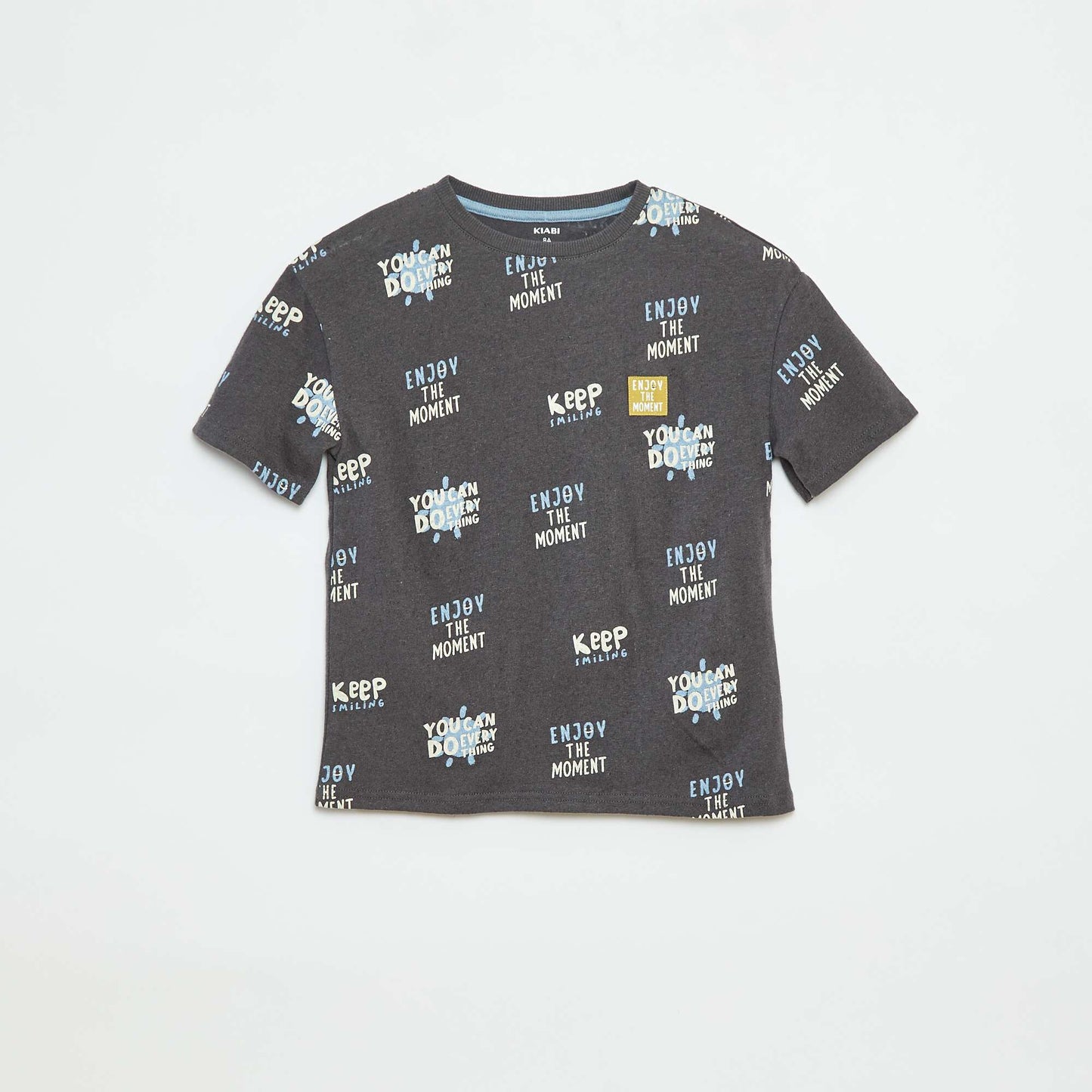 Patterned short-sleeved T-shirt BLACK