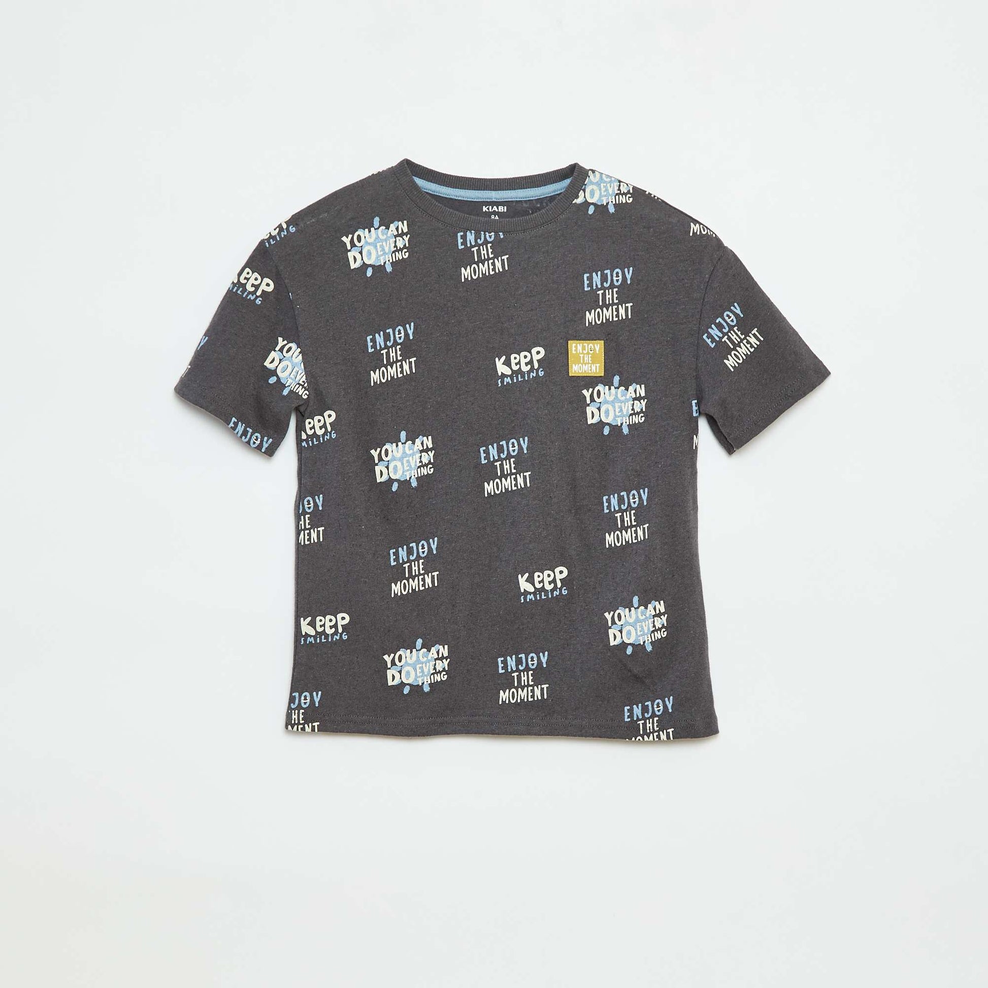 Patterned short-sleeved T-shirt BLACK