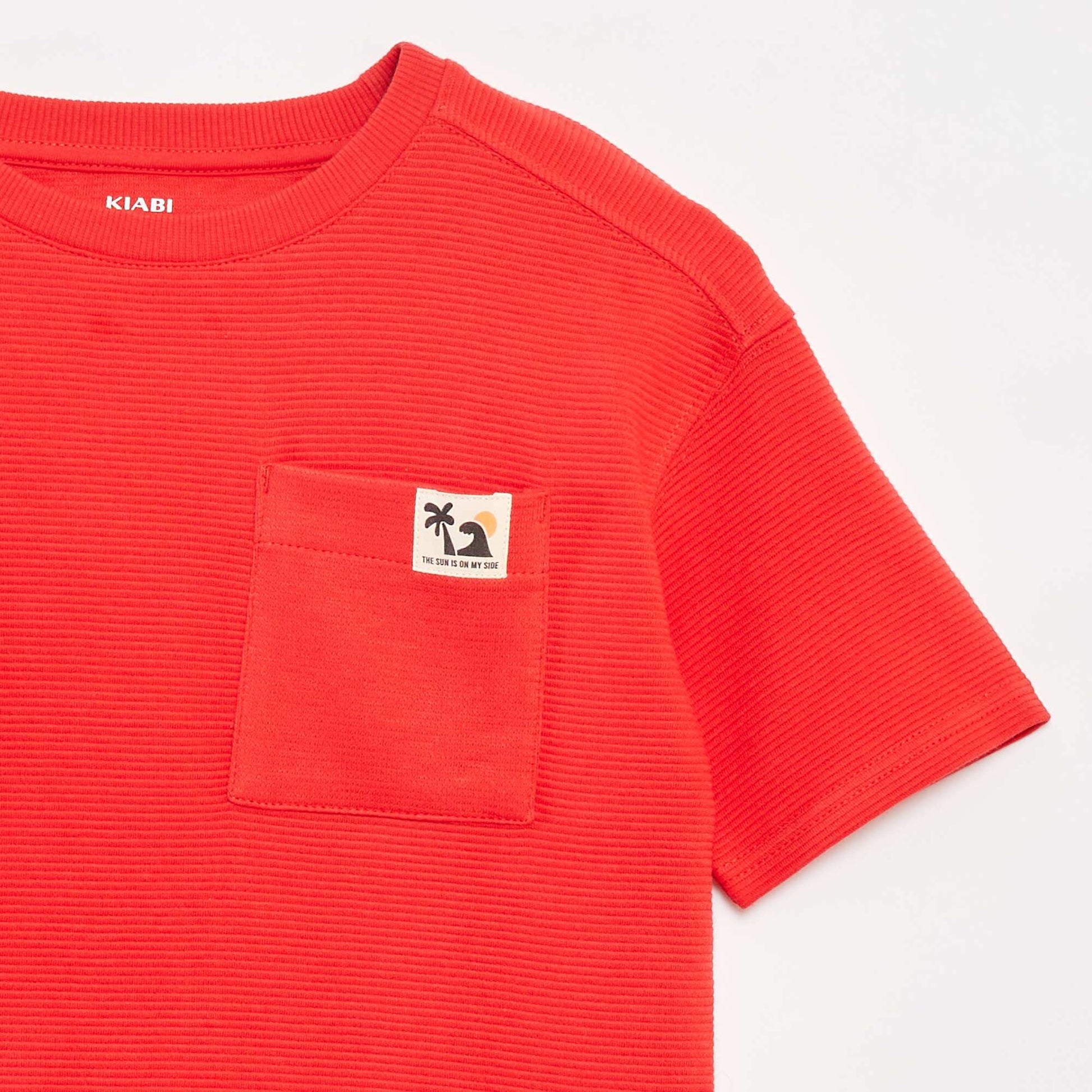 Ottoman knit T-shirt RED