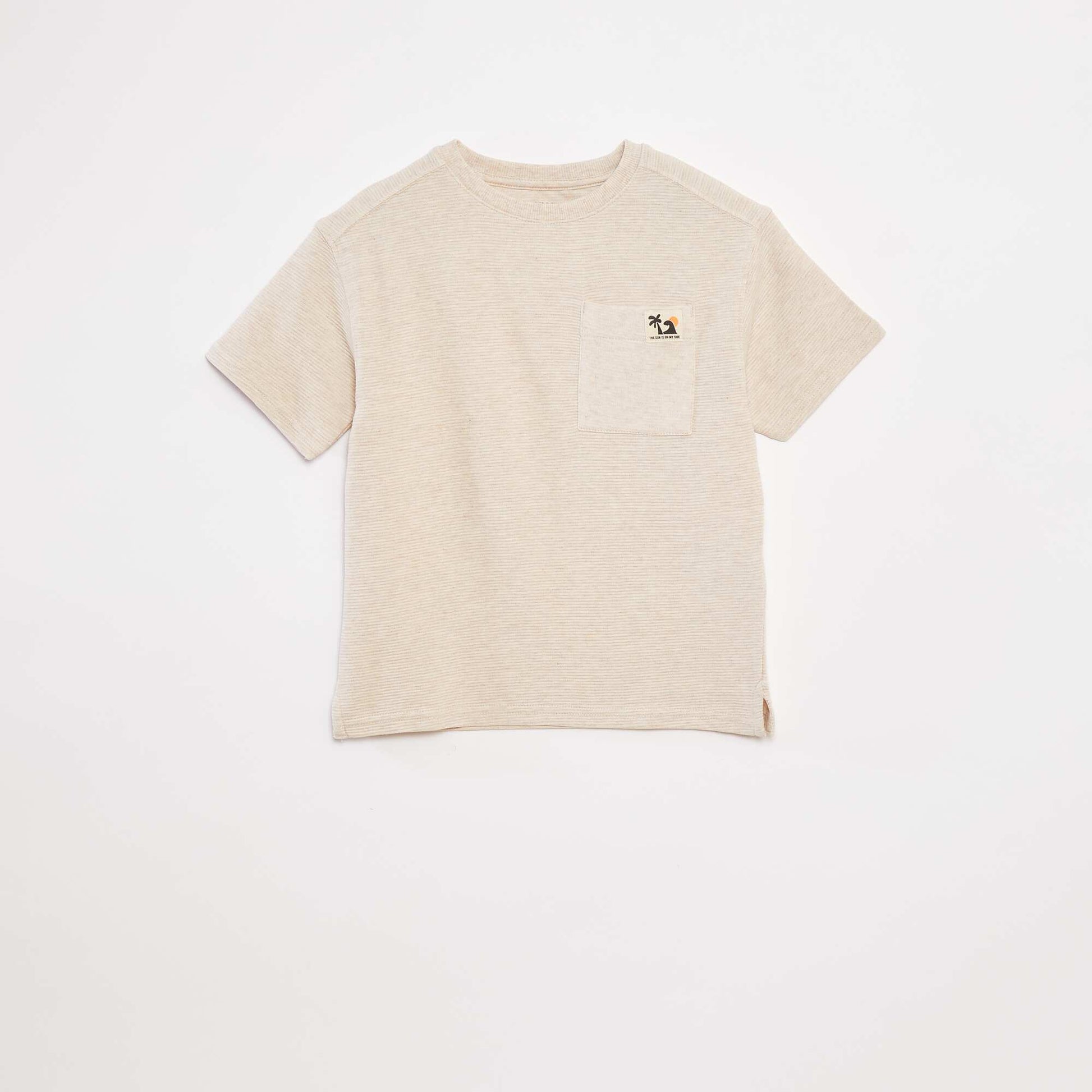 Ottoman knit T-shirt BEIGE