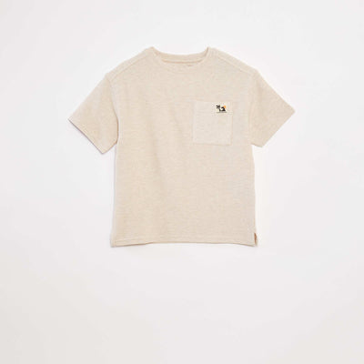 Ottoman knit T-shirt BEIGE