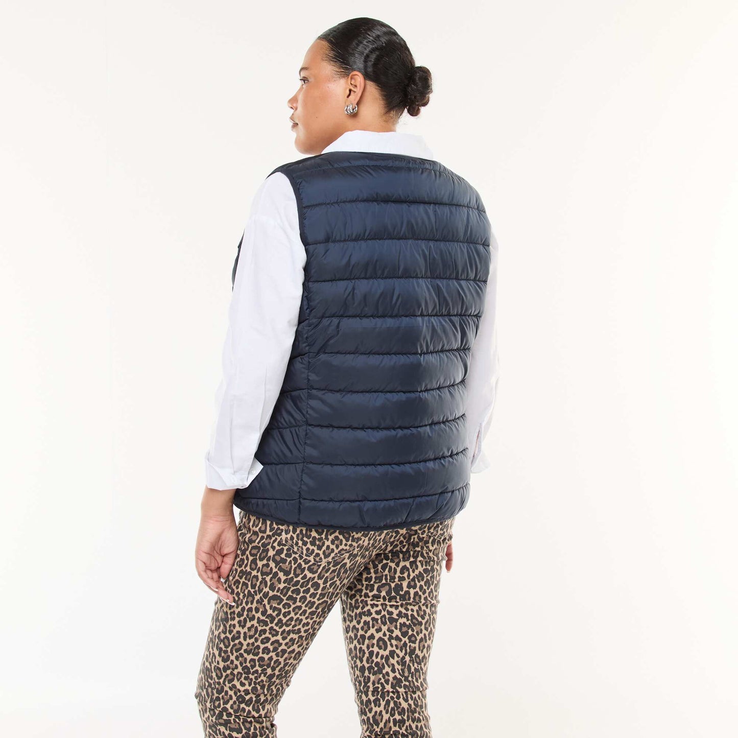 Sleeveless Padded Jacket with Snap Fastenings BLUE