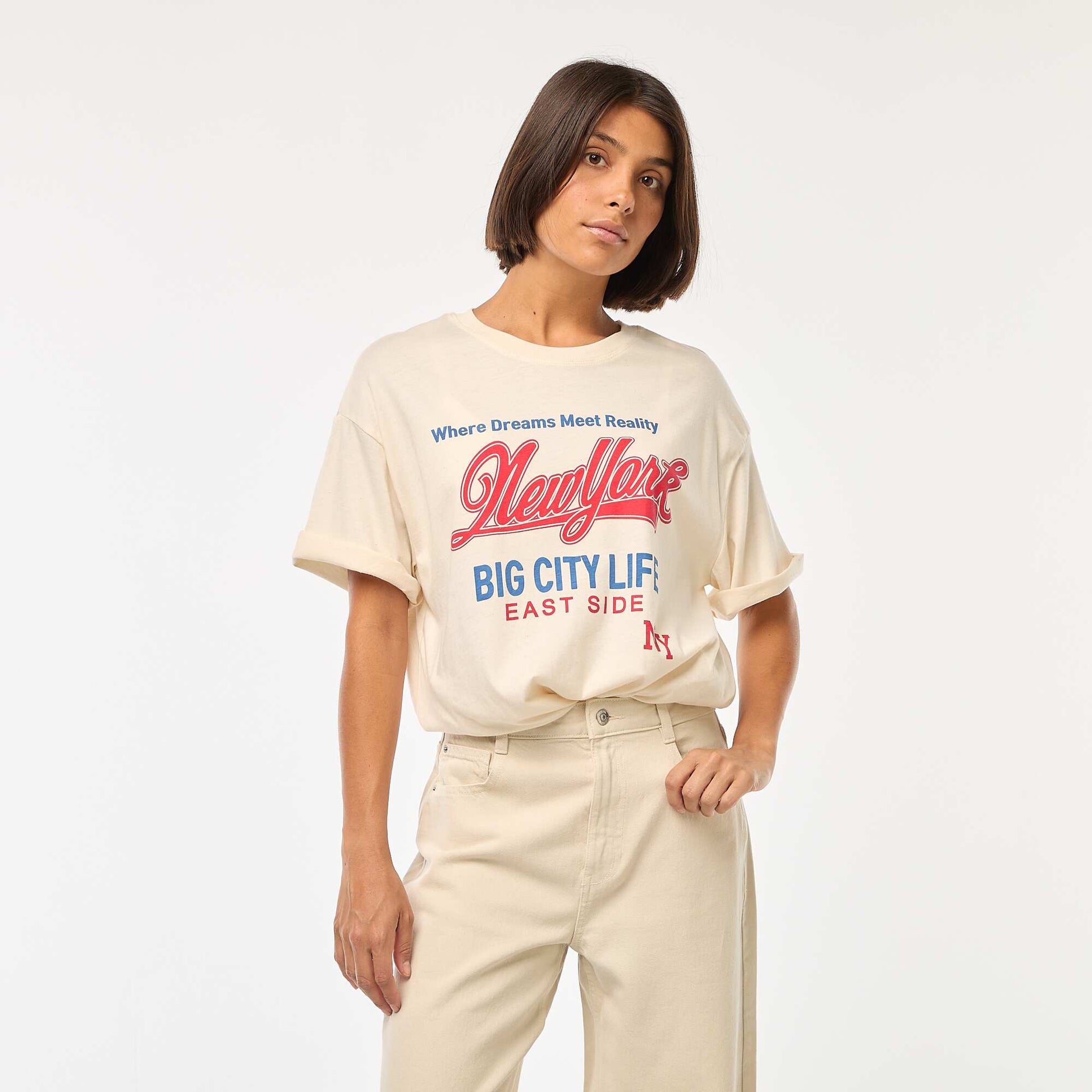 Oversized printed T-shirt WHITE