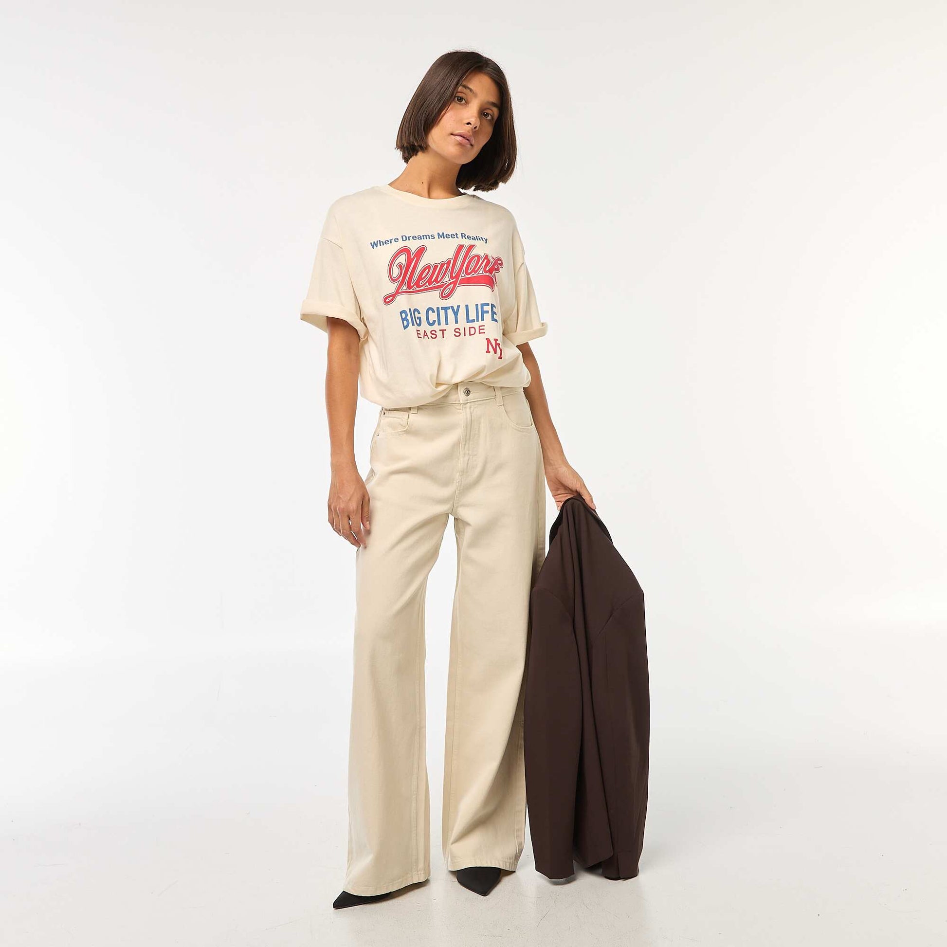 Oversized printed T-shirt WHITE