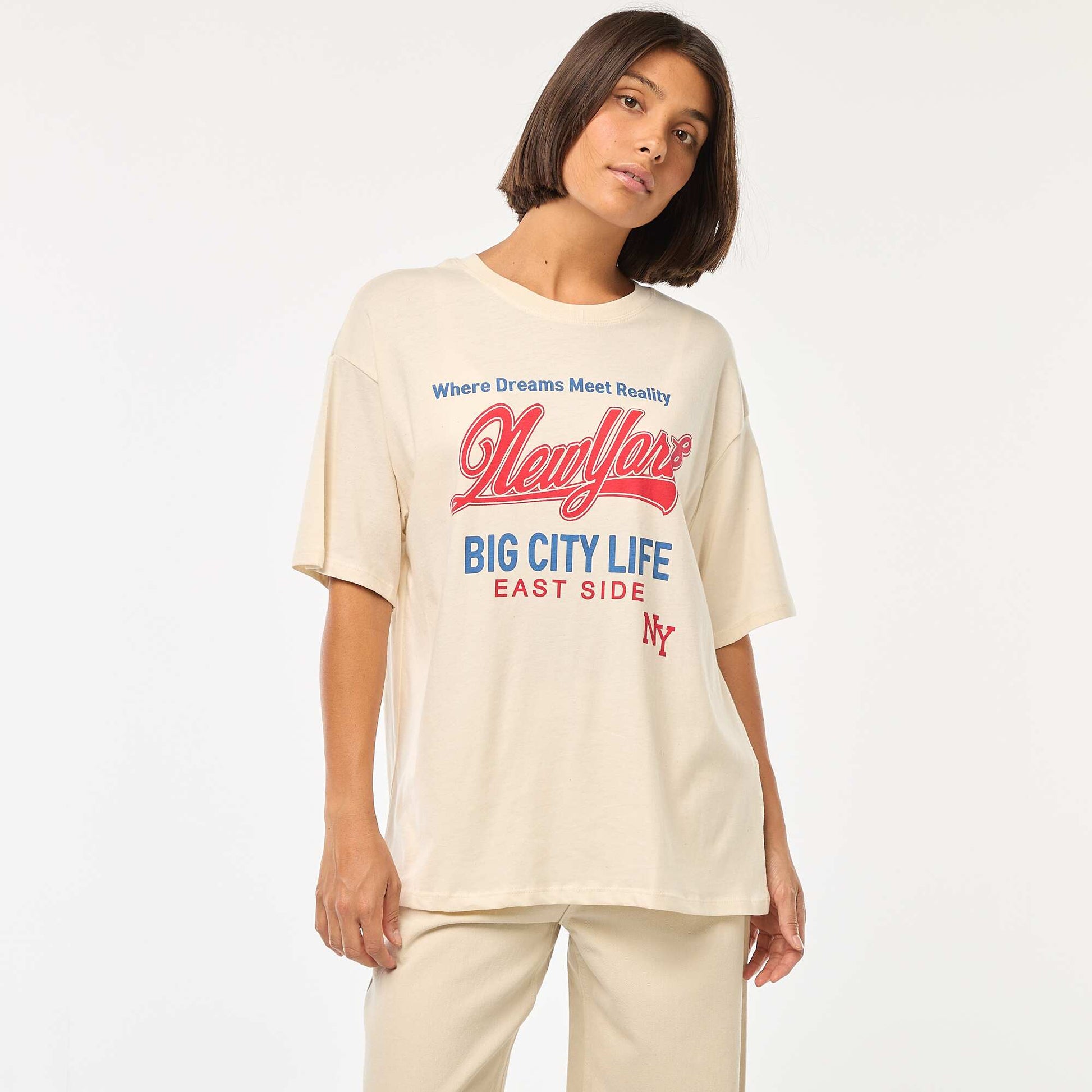 Oversized printed T-shirt WHITE