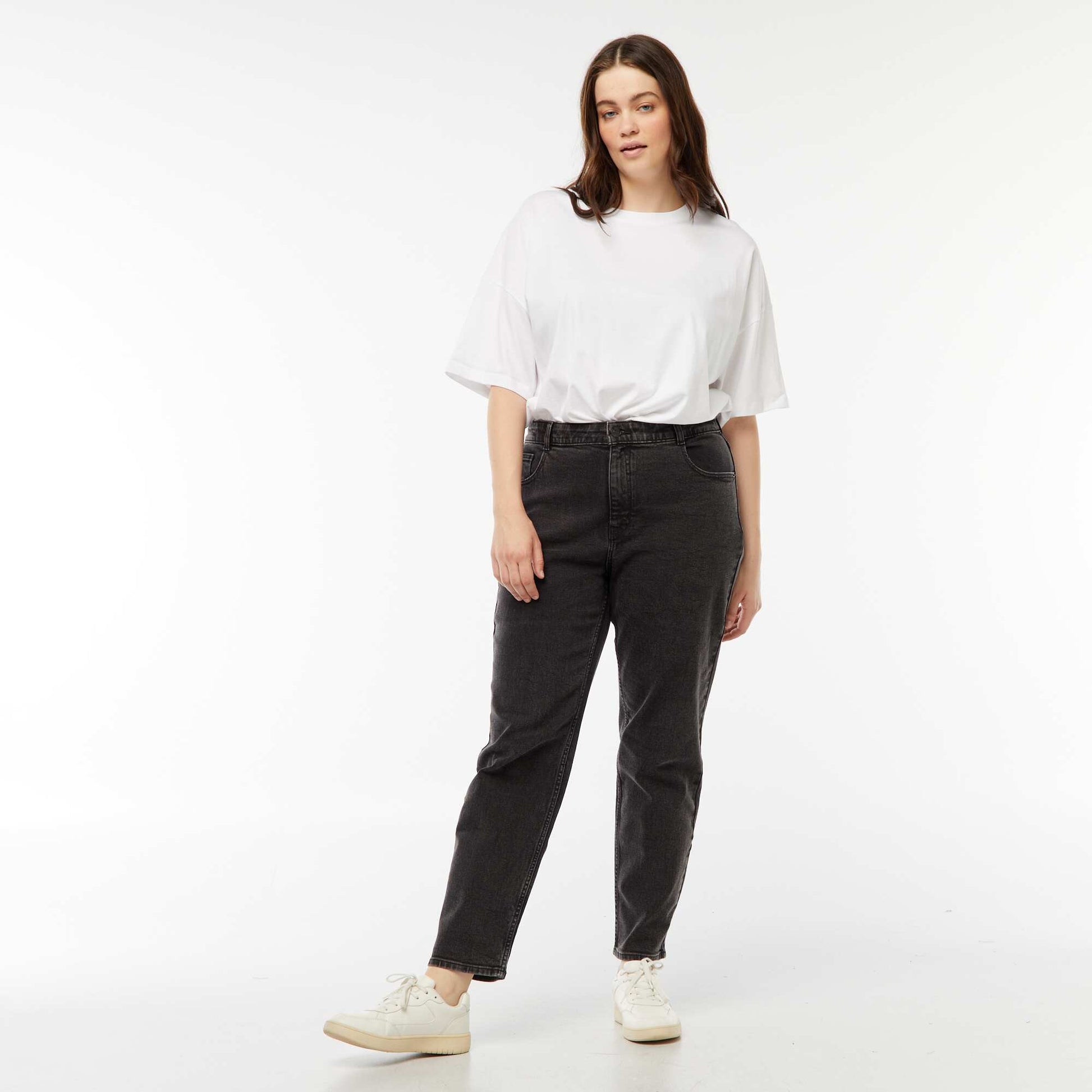 High-waisted mom jeans - L30 BLACK