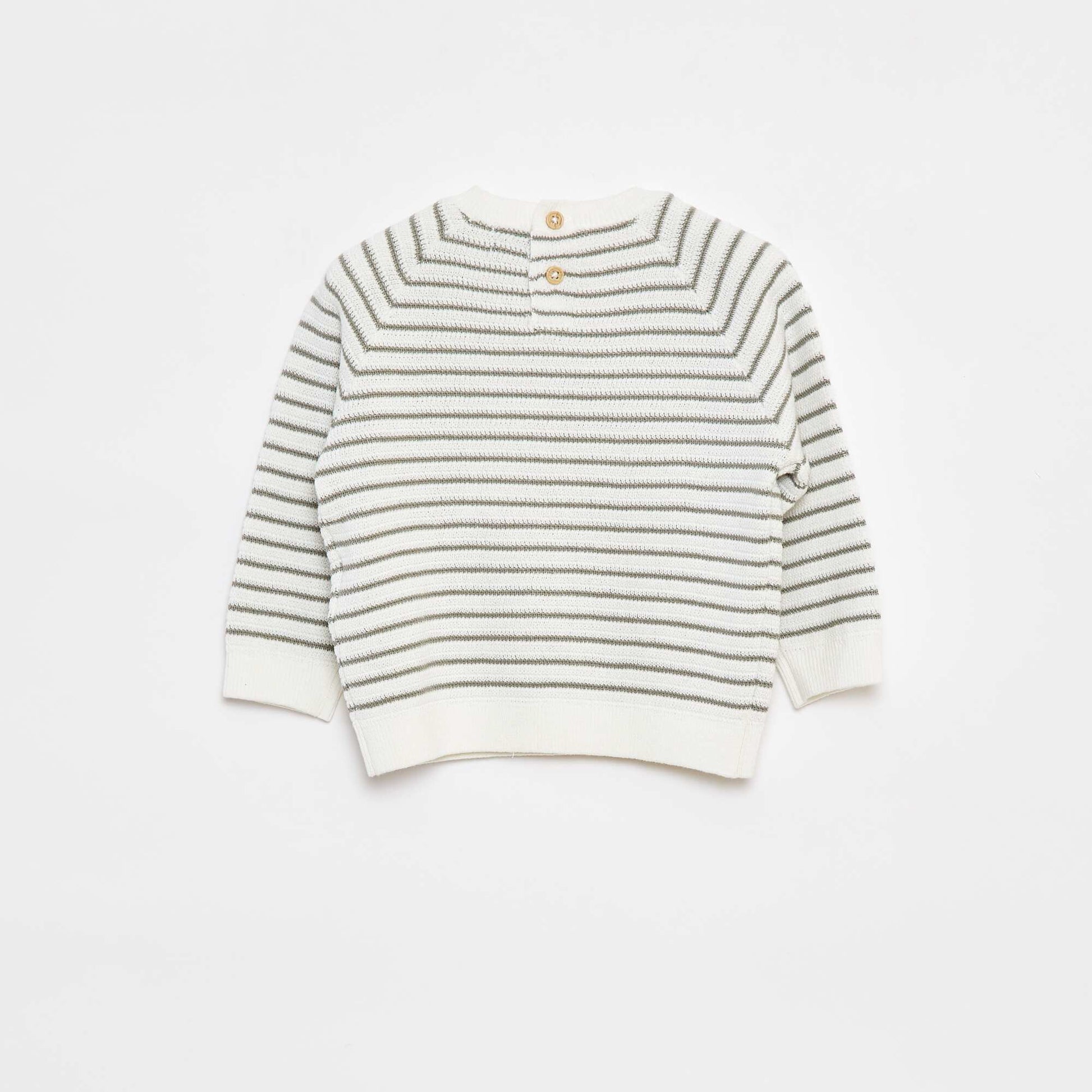 Striped sweater with button fastening at the back WHITE