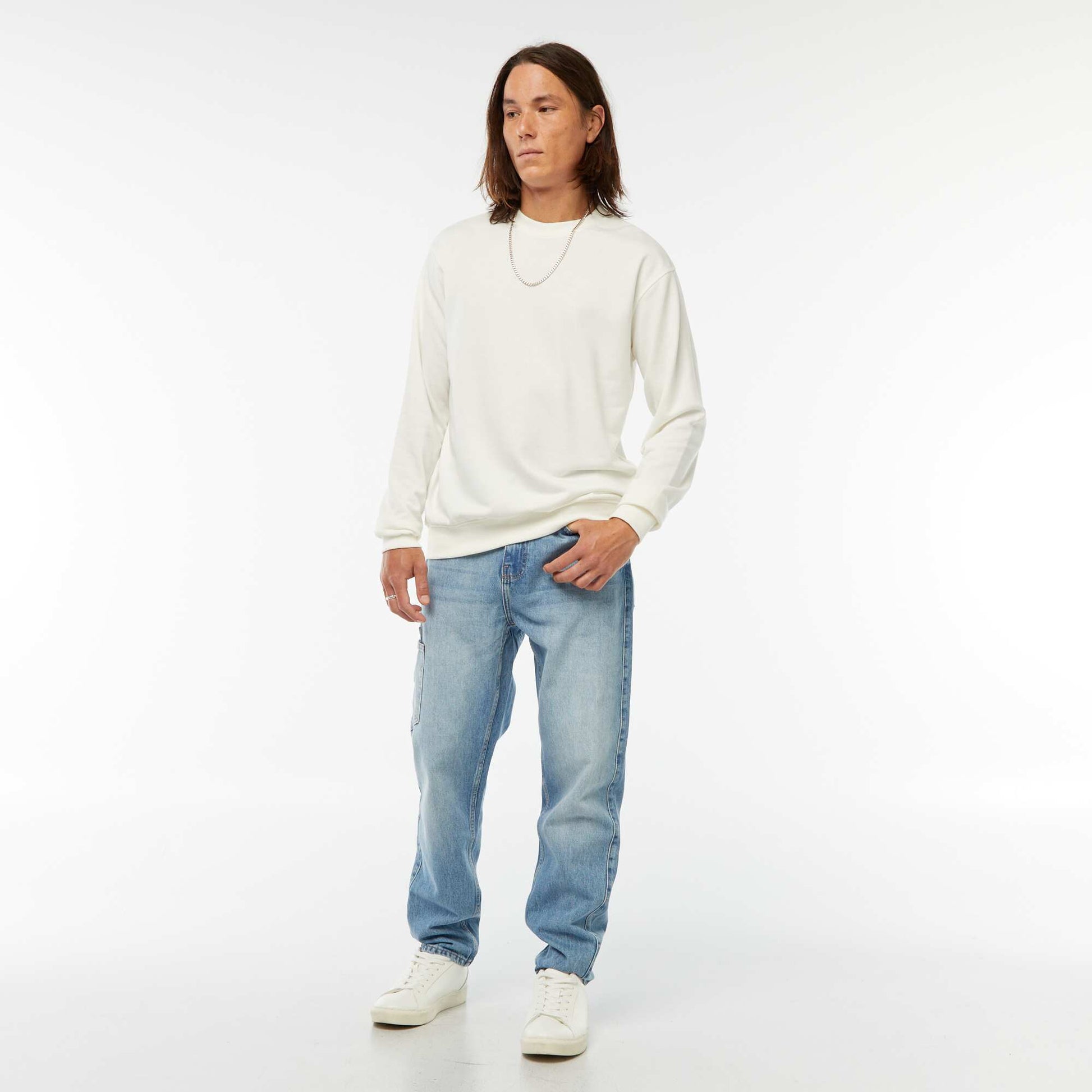 Plain lightweight sweatshirt WHITE