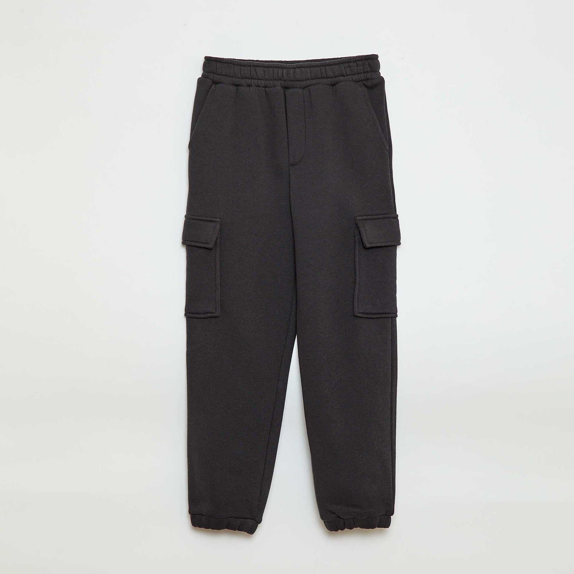 Multi-pocket sweatshirt fabric joggers BLACK