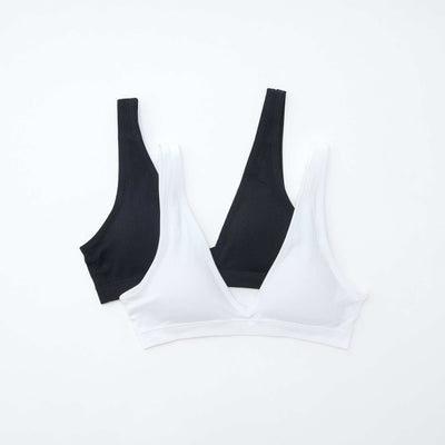 2-Pack Seamless Ribbed Bralettes WHITE