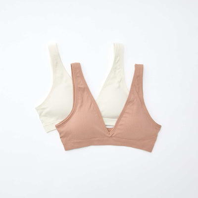 2-Pack Seamless Ribbed Bralettes PINK