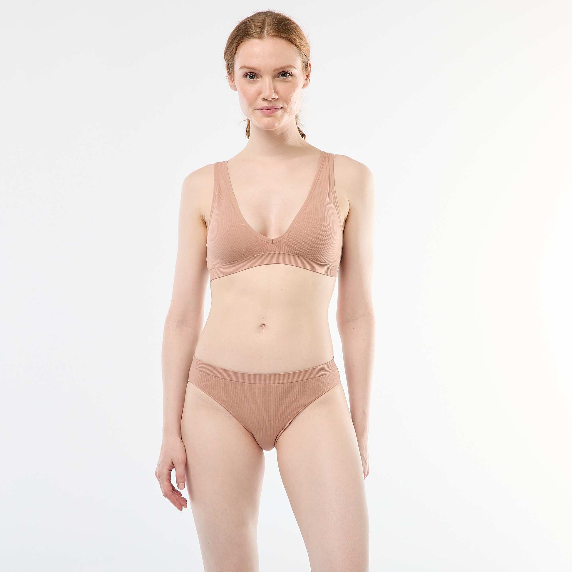 2-Pack Seamless Ribbed Bralettes PINK