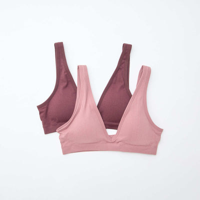 2-Pack Seamless Ribbed Bralettes PINK