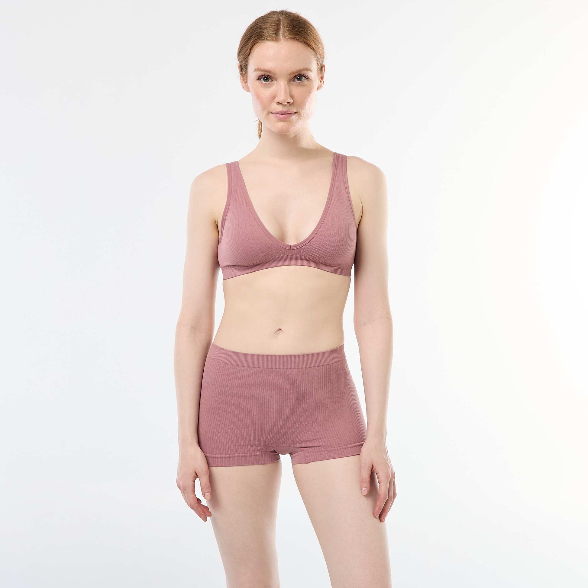 2-Pack Seamless Ribbed Bralettes PINK