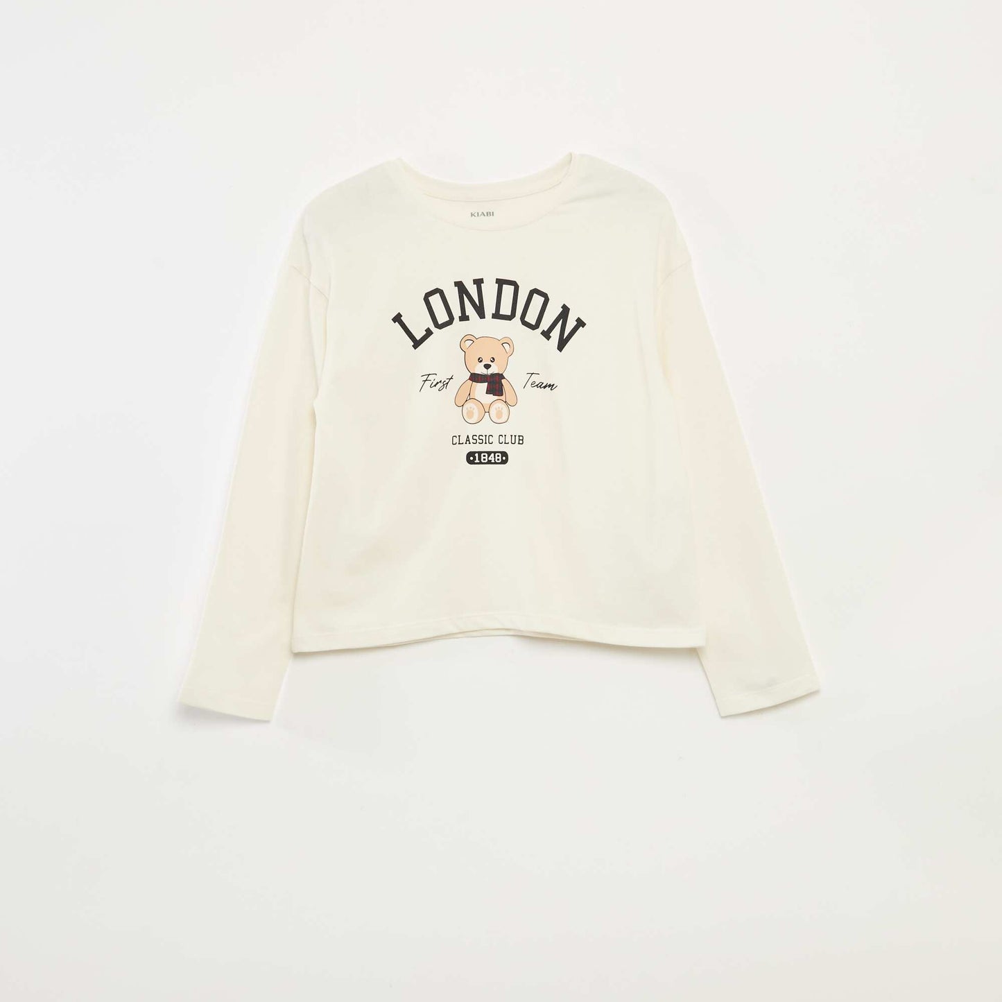 Long-sleeved printed T-shirt BEIGE