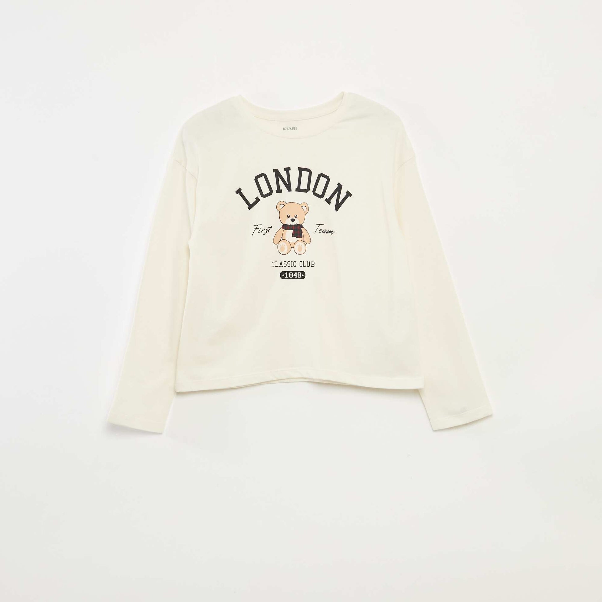 Long-sleeved printed T-shirt BEIGE