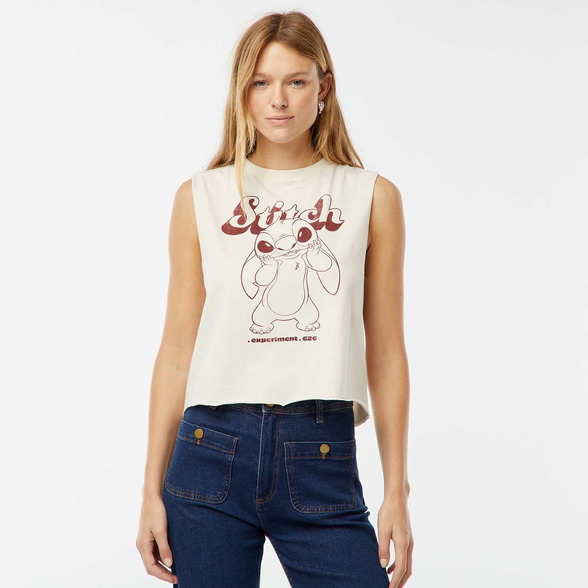 Disney Stitch sleeveless T-shirt WHITE