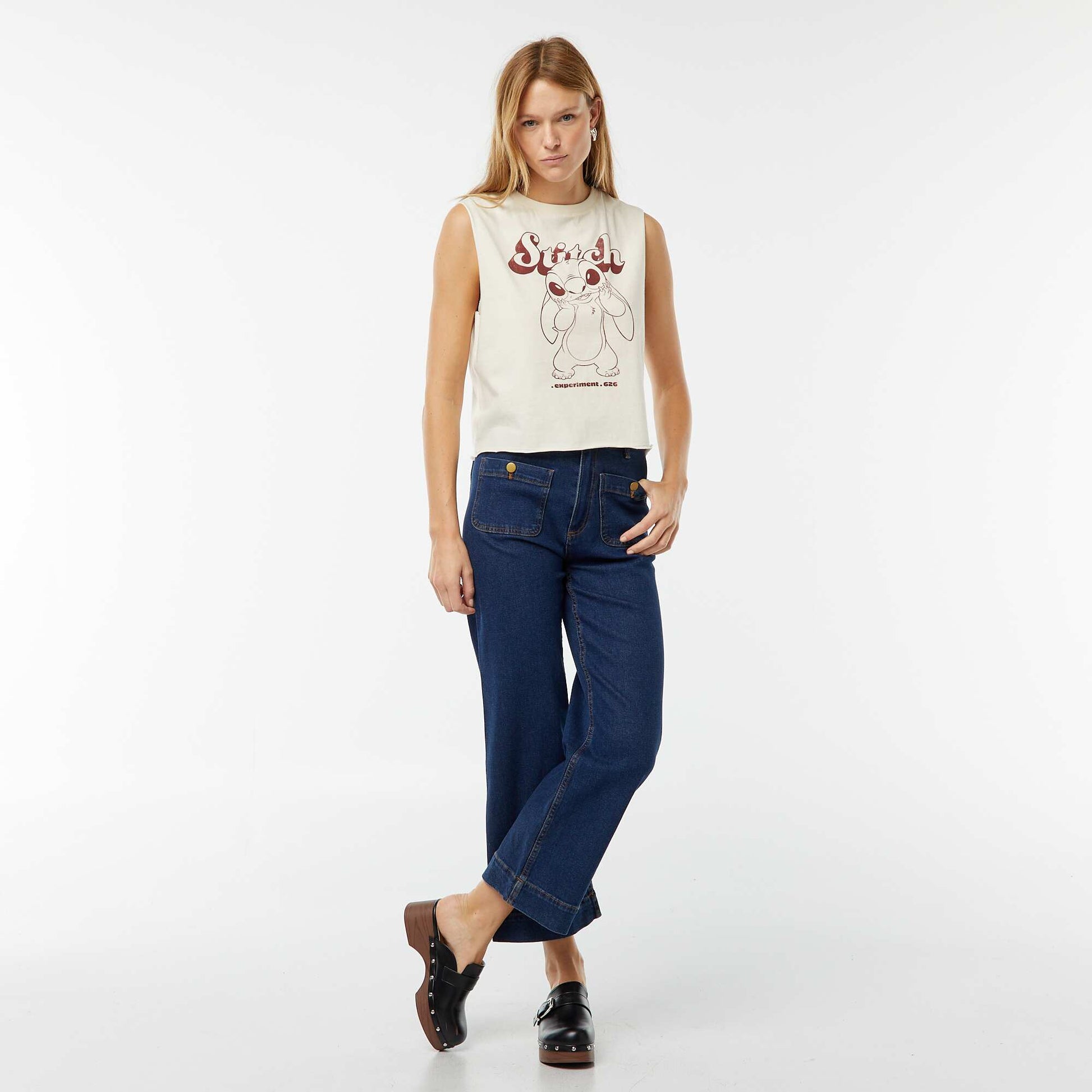 Disney Stitch sleeveless T-shirt WHITE