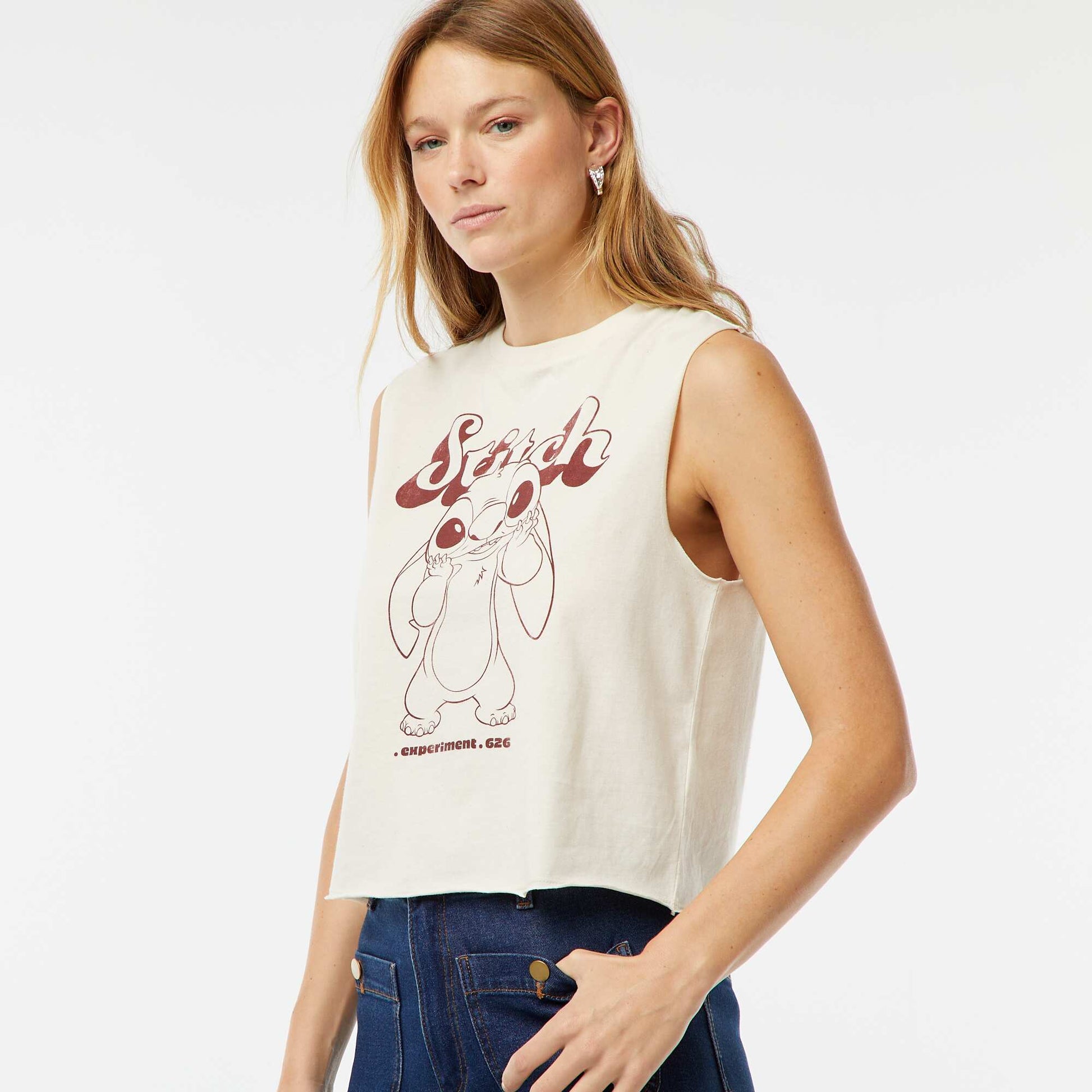 Disney Stitch sleeveless T-shirt WHITE