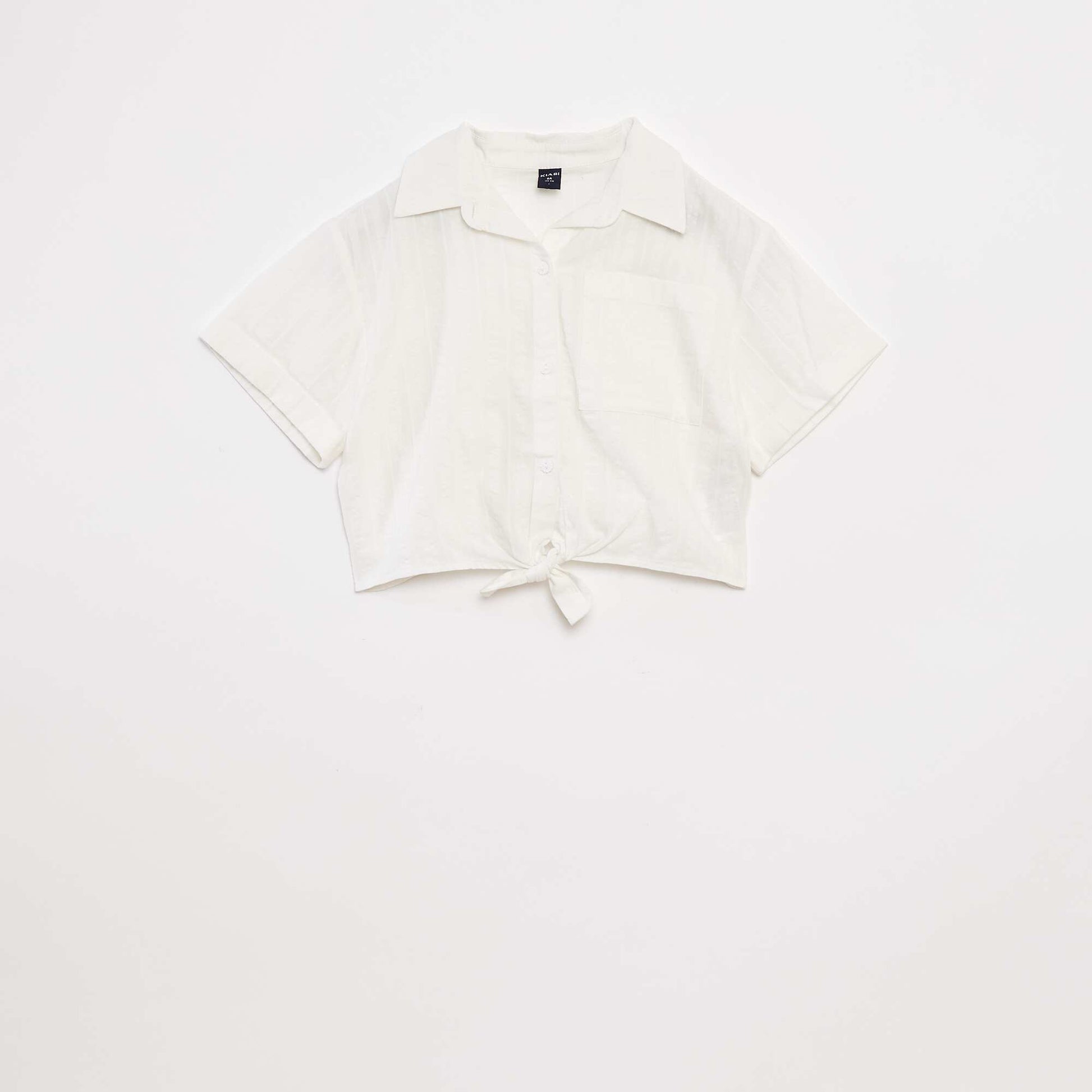 Cropped shirt with bow WHITE