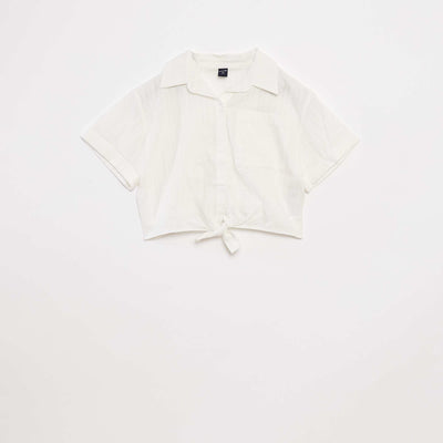 Cropped shirt with bow WHITE