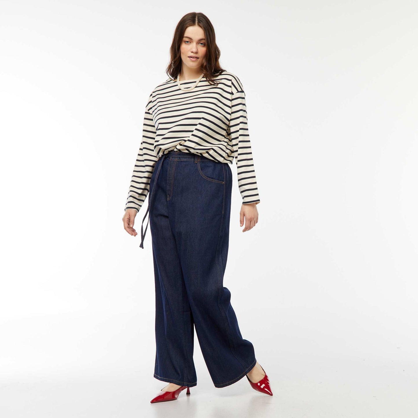 Oversized Breton T-shirt WHITE