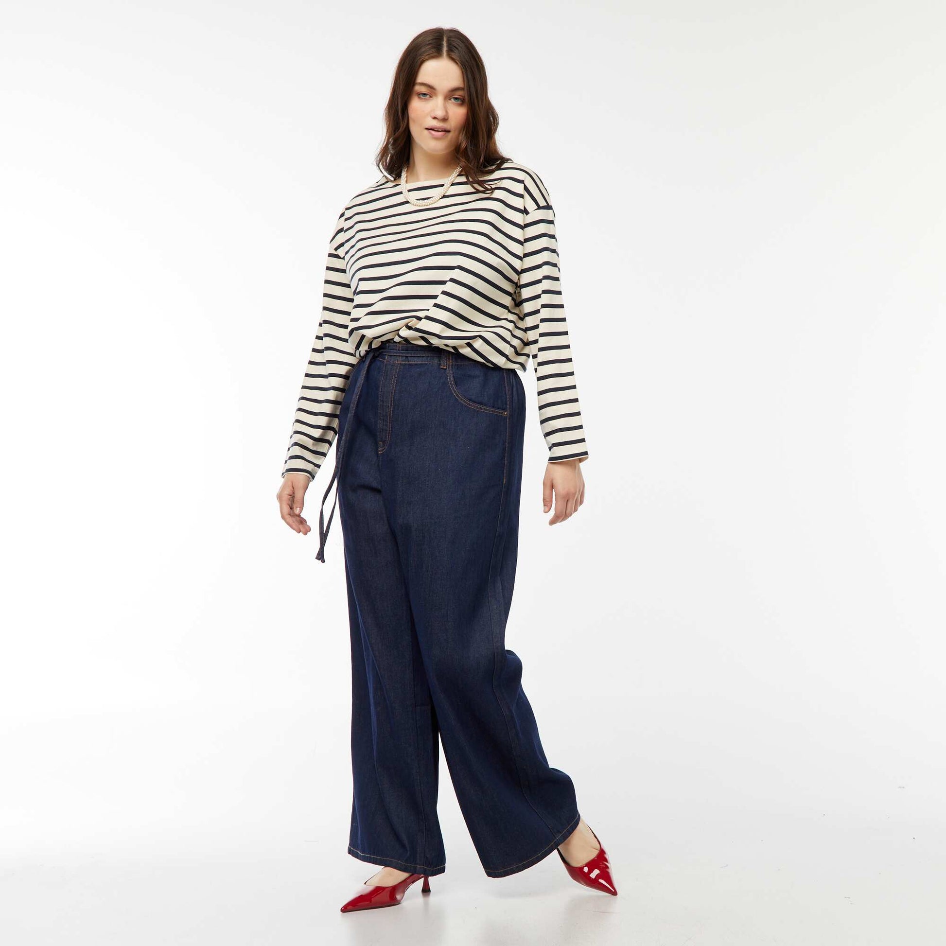 Oversized Breton T-shirt WHITE
