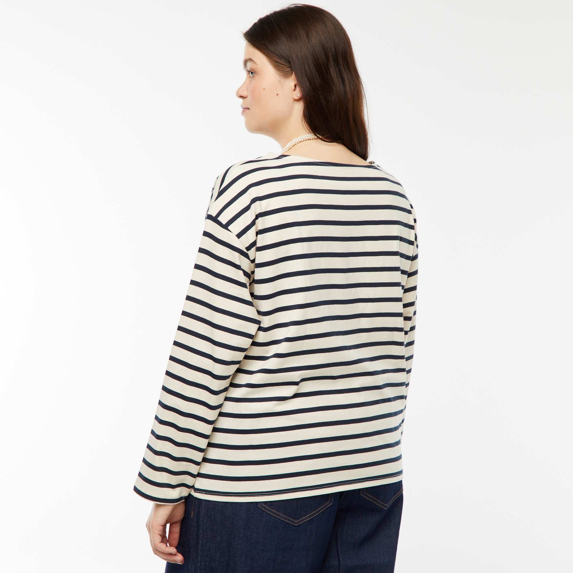 Oversized Breton T-shirt WHITE
