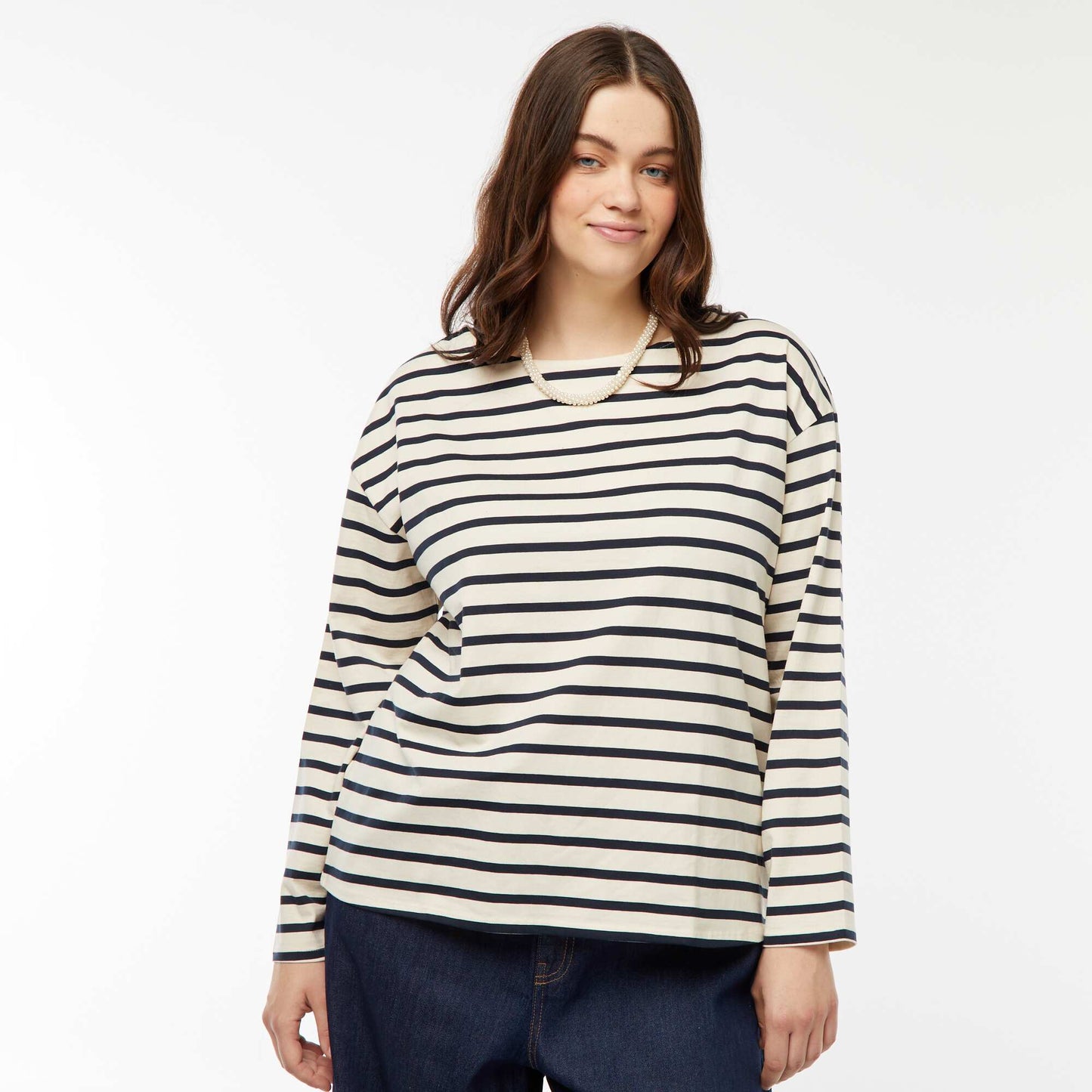 Oversized Breton T-shirt WHITE