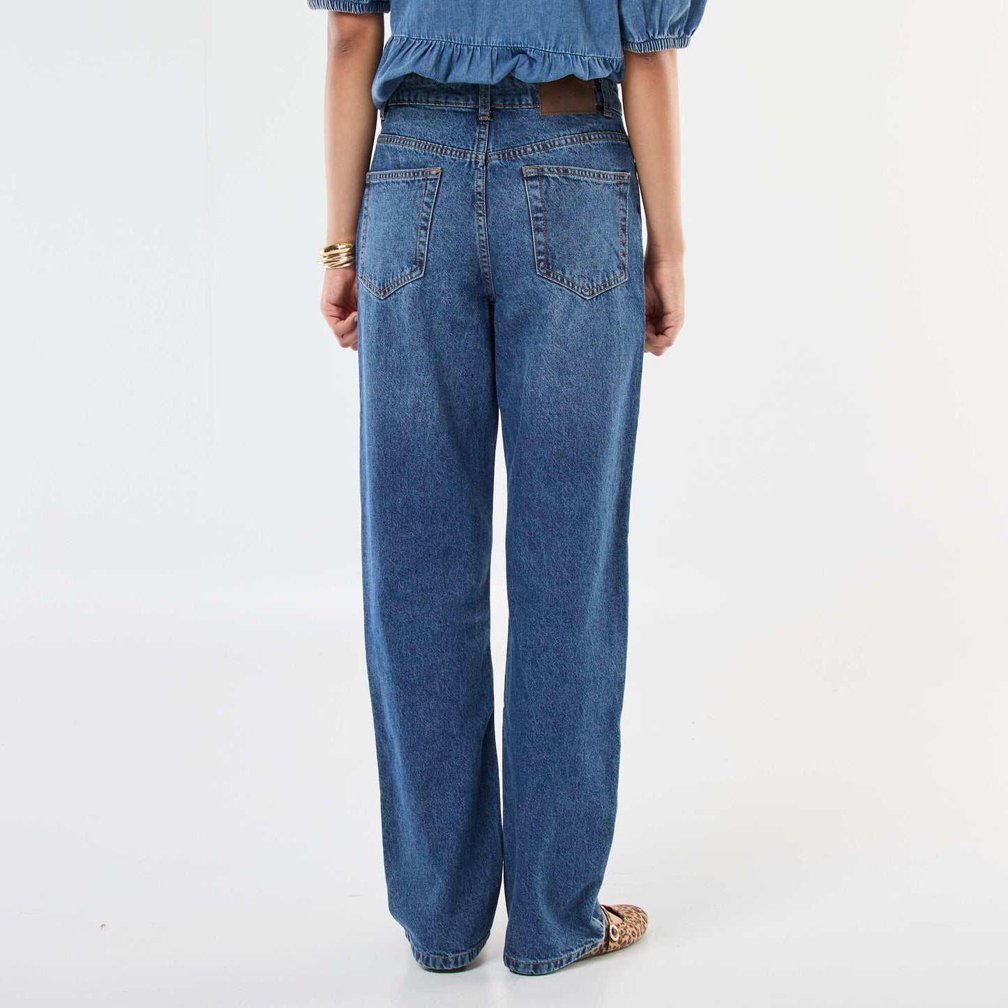 High-Waisted Straight Leg Jeans BLUE