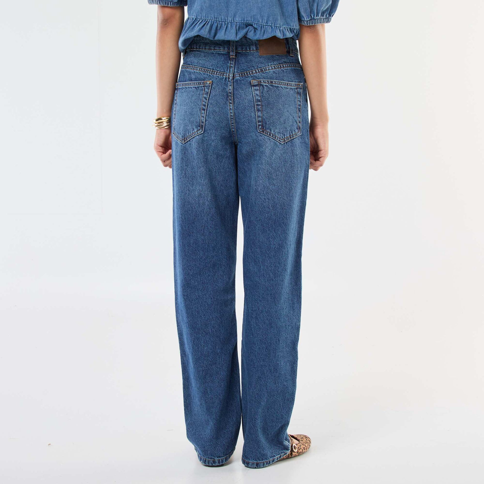 High-Waisted Straight Leg Jeans BLUE