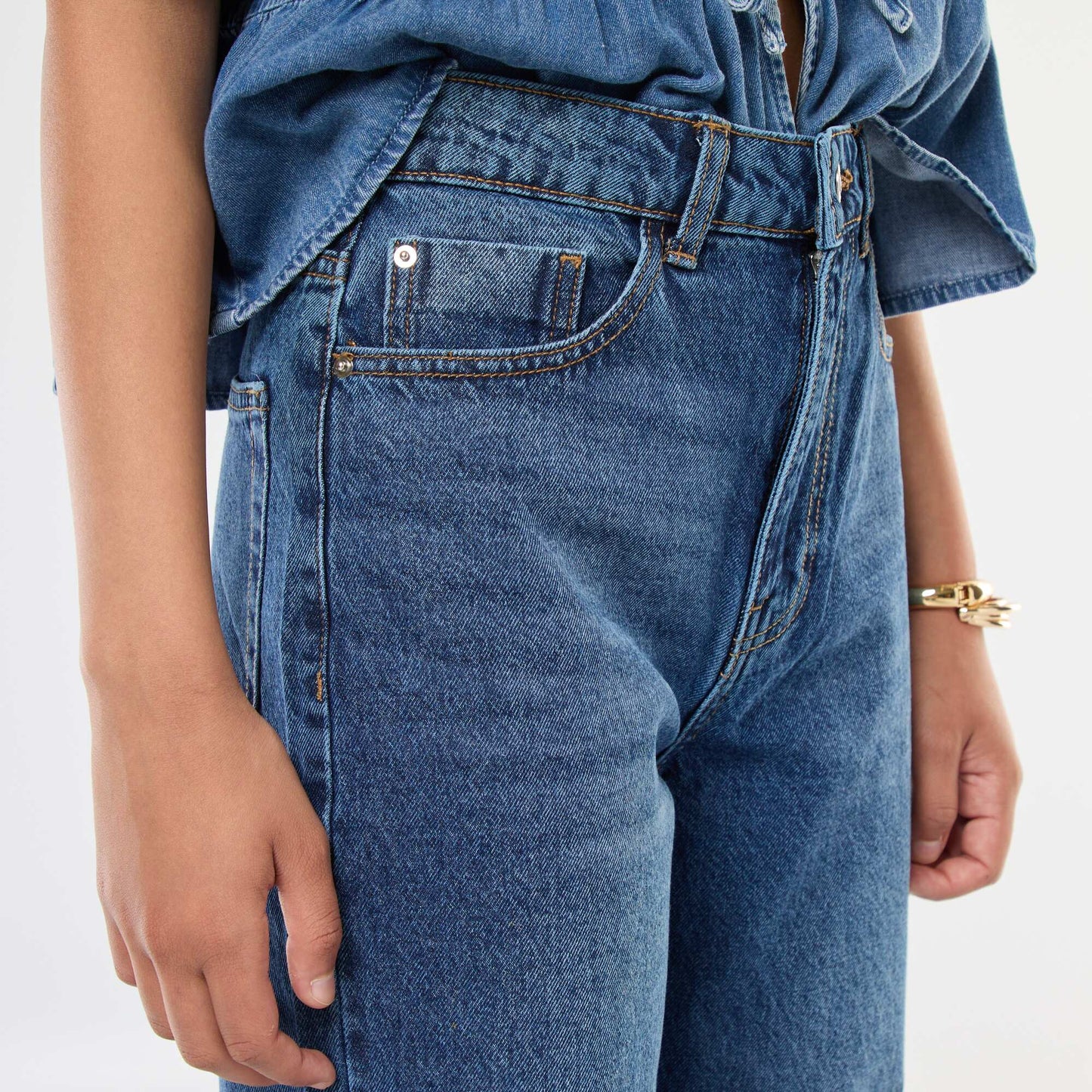 High-Waisted Straight Leg Jeans BLUE