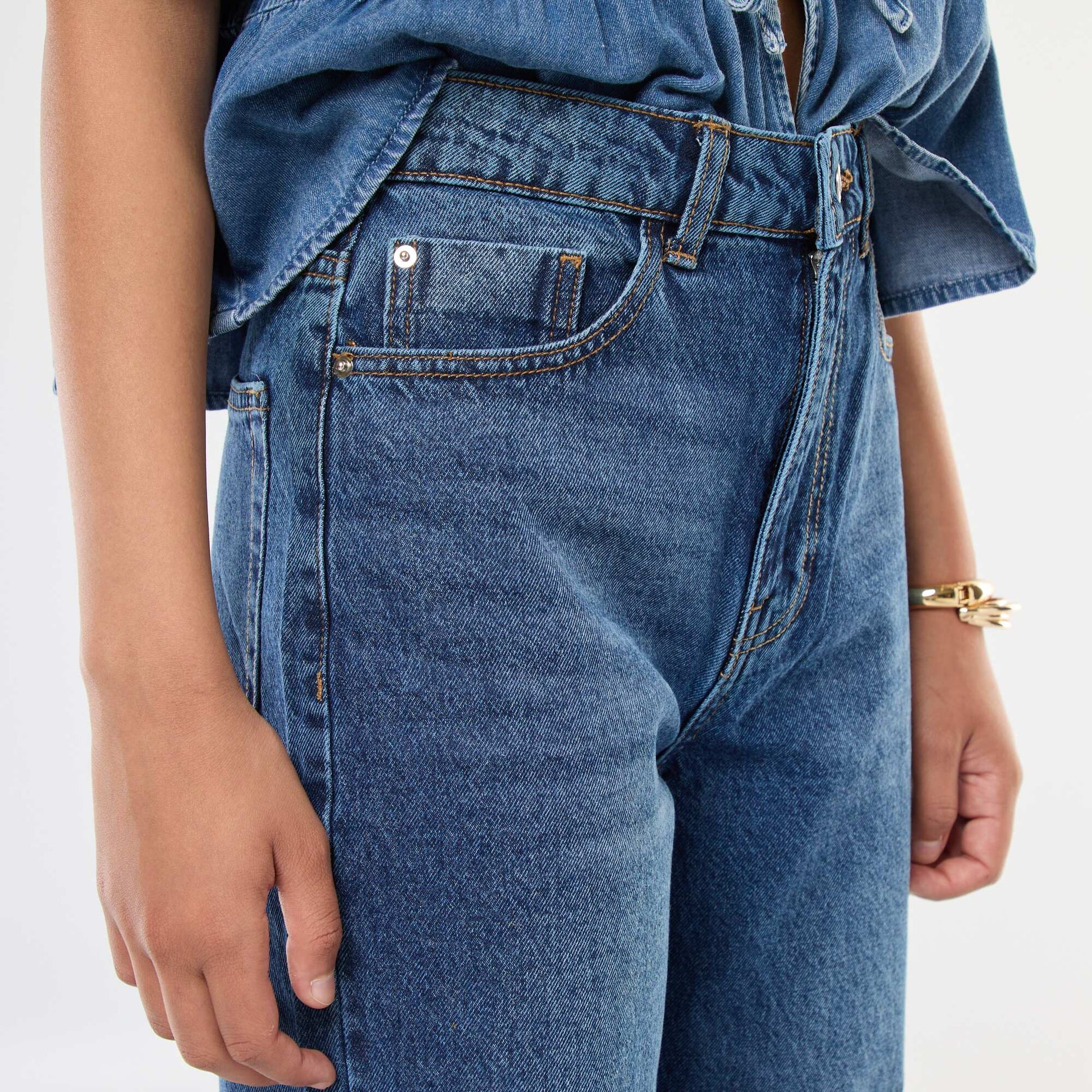 High-Waisted Straight Leg Jeans BLUE