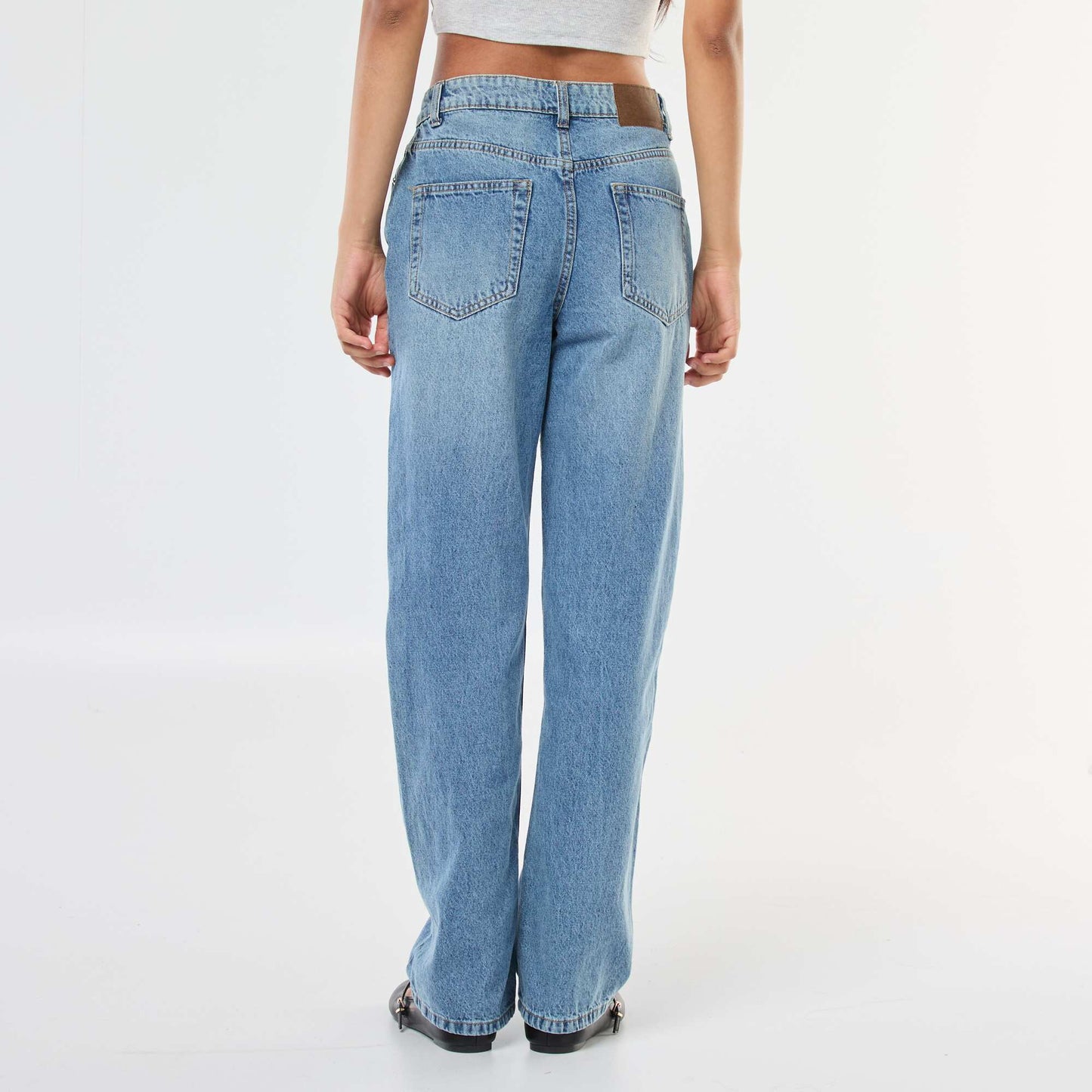 High-Waisted Straight Leg Jeans BLUE