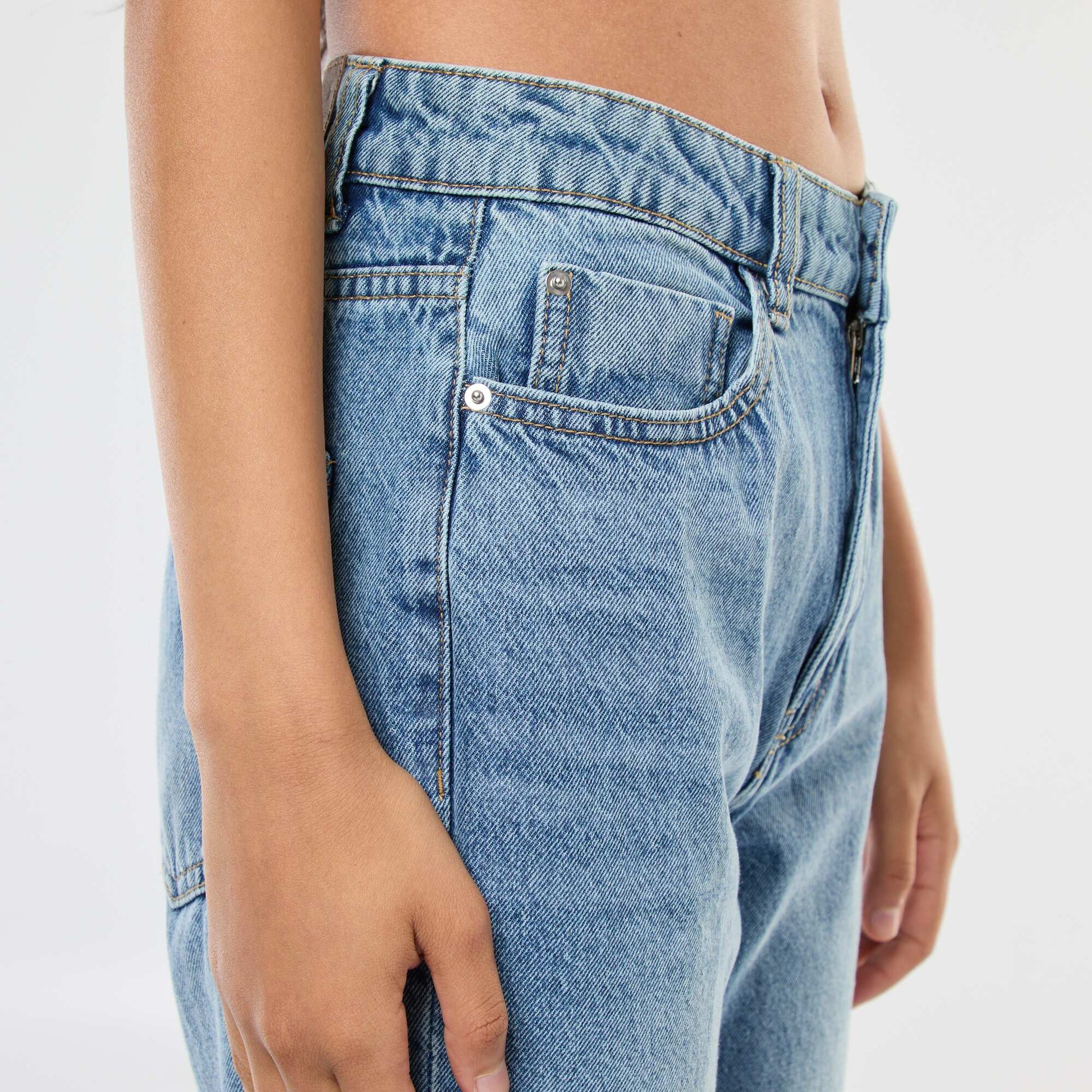 High-Waisted Straight Leg Jeans BLUE