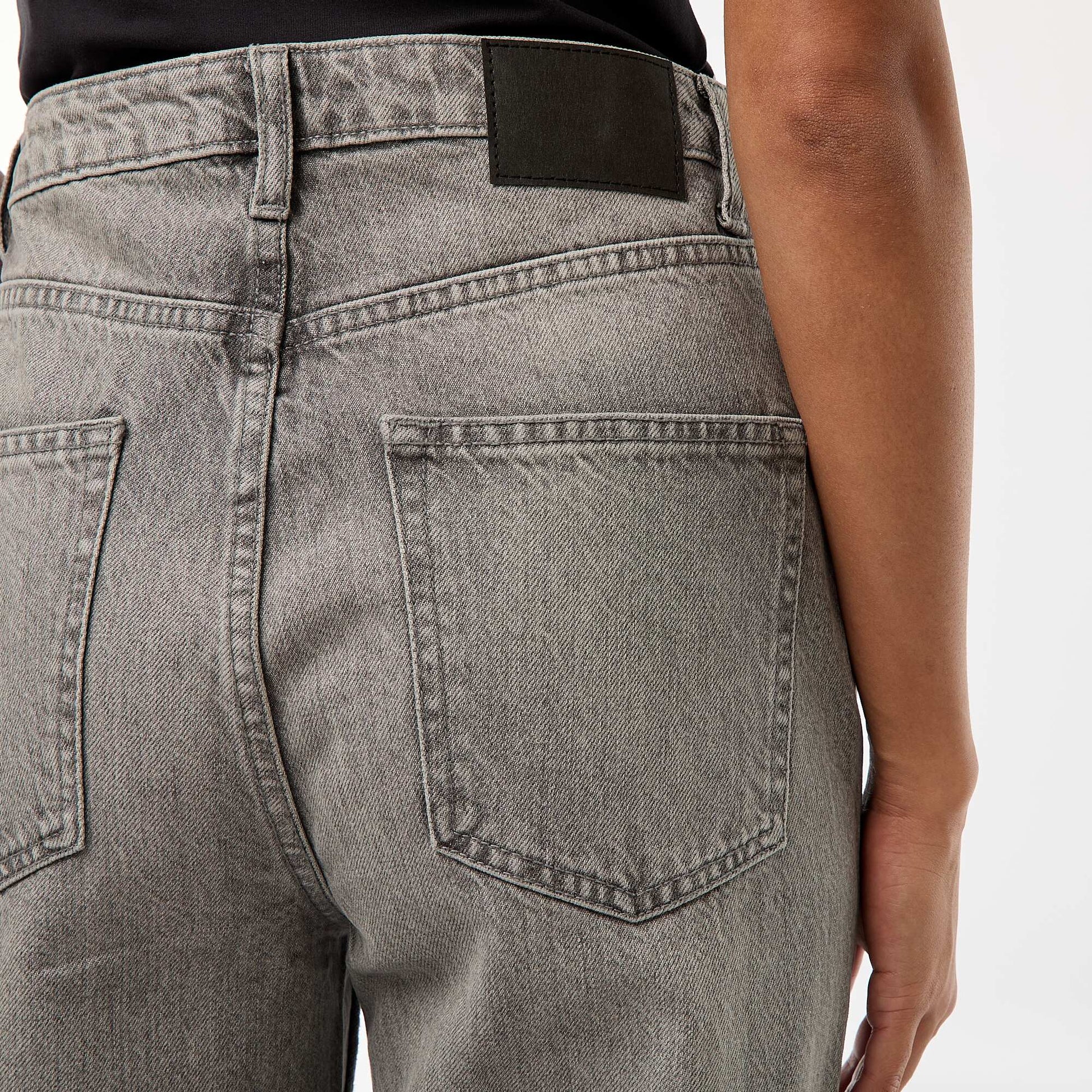 Regular High-Waisted Jeans with Wide Turn-Up Hems GREY