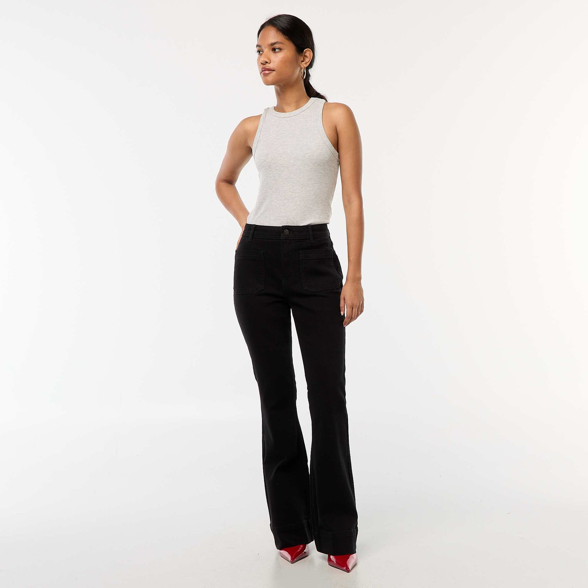High-Waisted Flare/Bootcut Jeans BLACK
