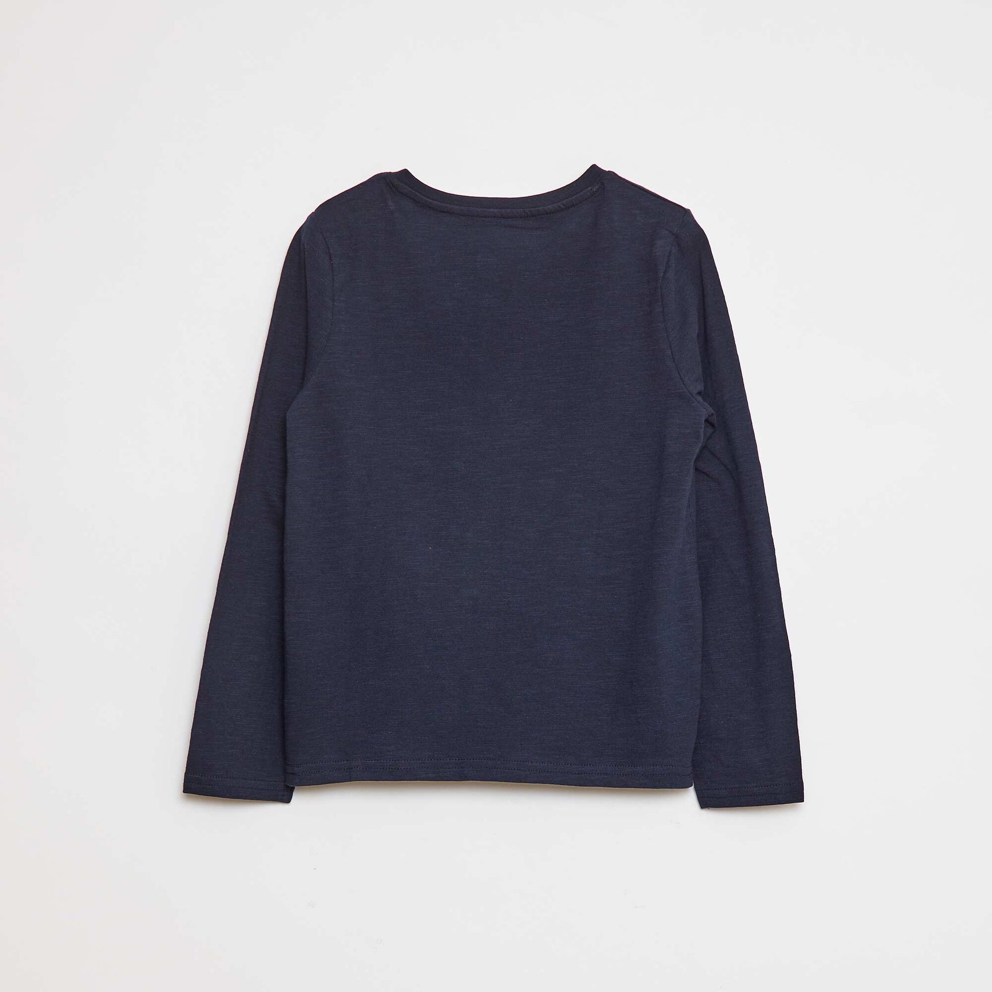 Long-sleeved T-shirt with grandad collar BLUE