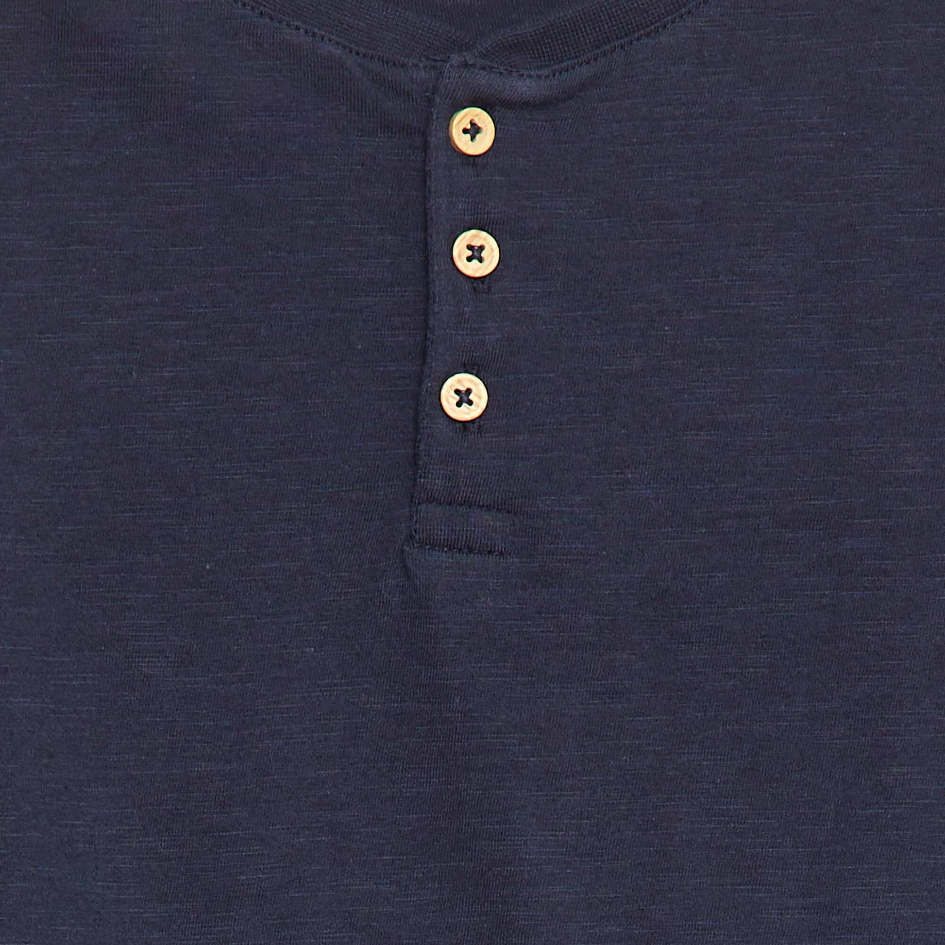 Long-sleeved T-shirt with grandad collar BLUE