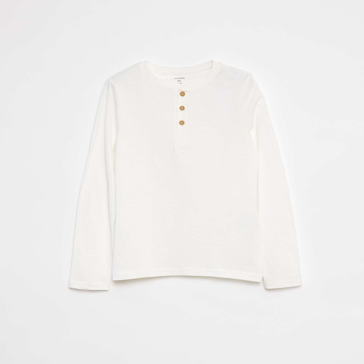 Long-sleeved T-shirt with grandad collar WHITE