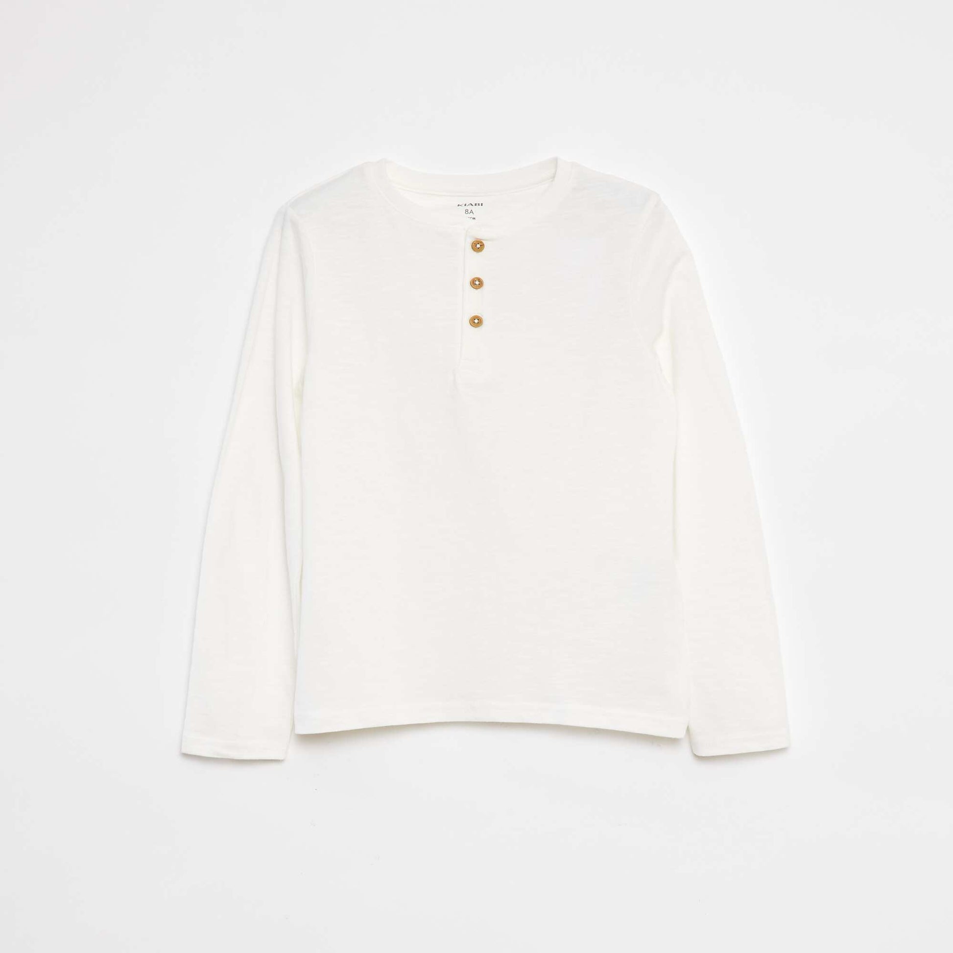 Long-sleeved T-shirt with grandad collar WHITE