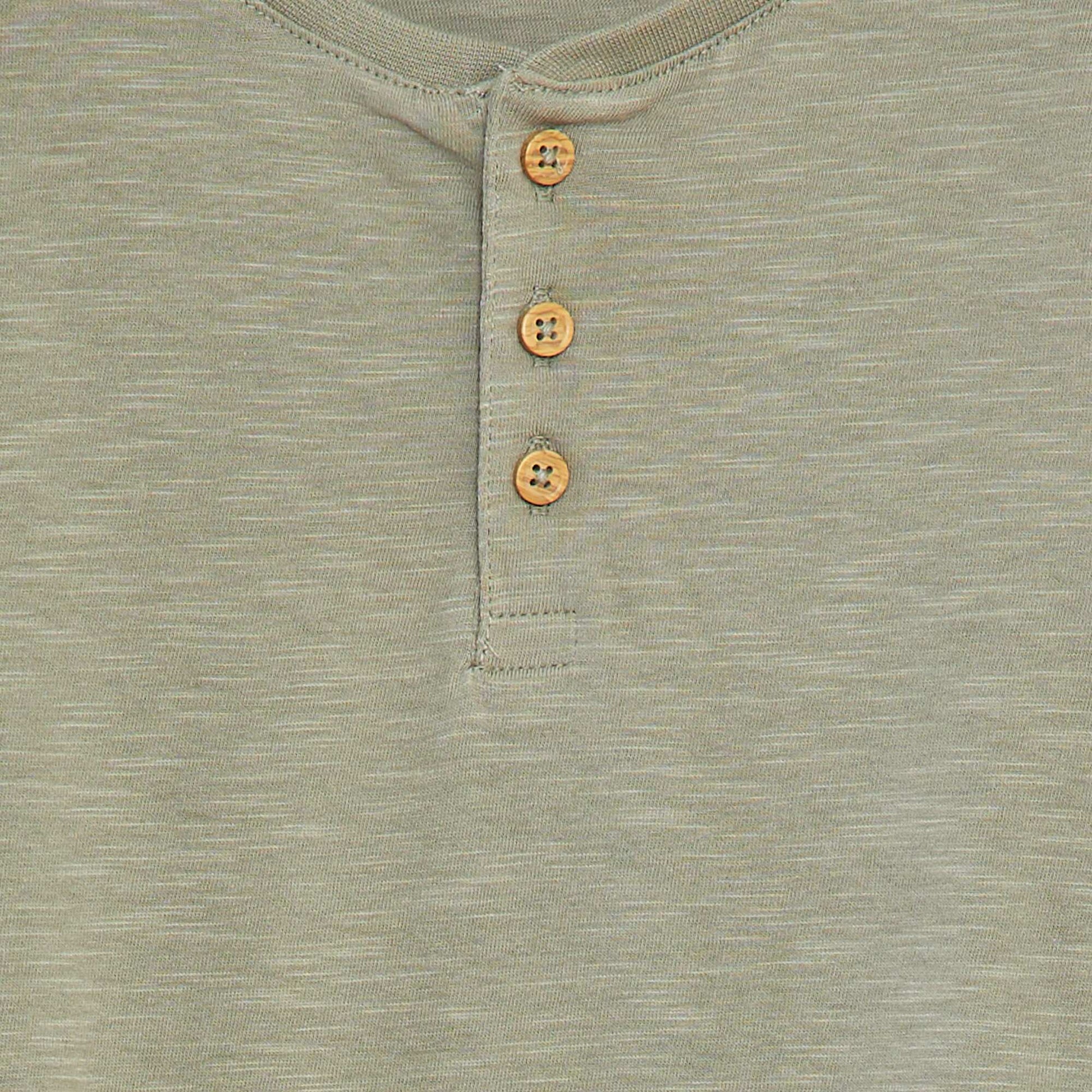 Long-sleeved T-shirt with grandad collar GREEN