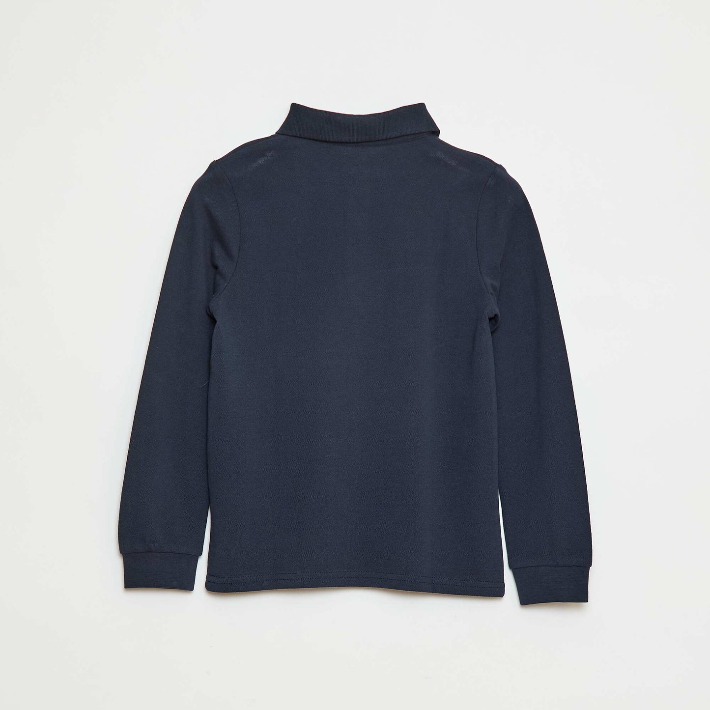 Long-sleeved piqué knit polo shirt BLUE