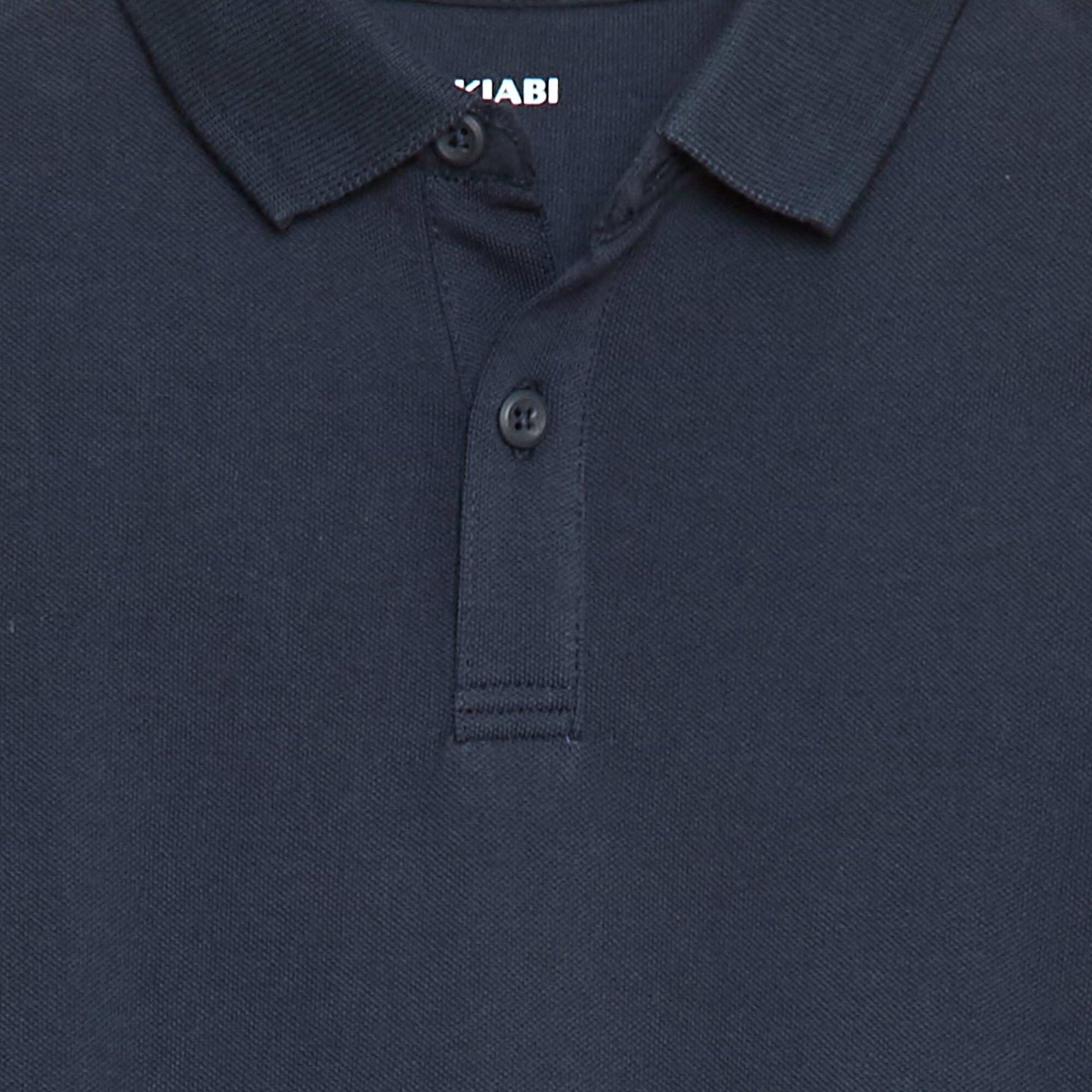 Long-sleeved piqué knit polo shirt BLUE