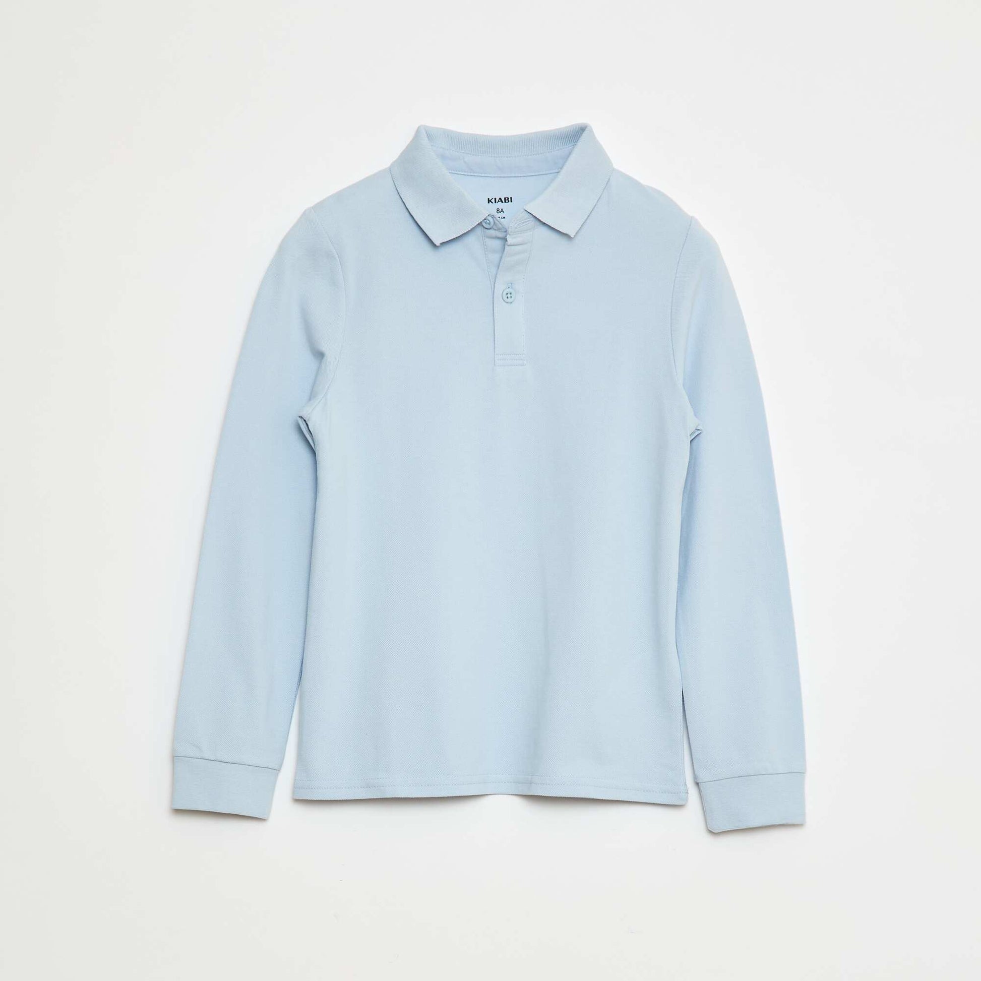 Long-sleeved piqué knit polo shirt BLUE
