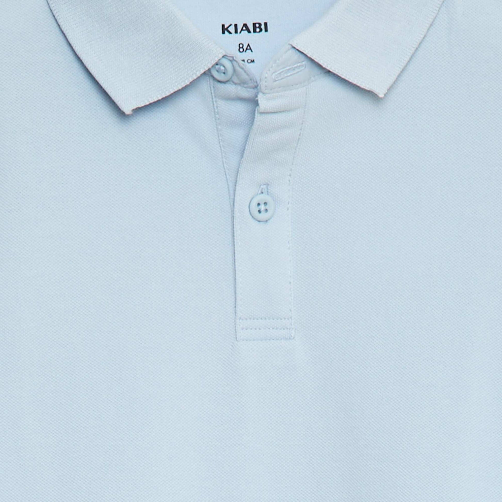 Long-sleeved piqué knit polo shirt BLUE