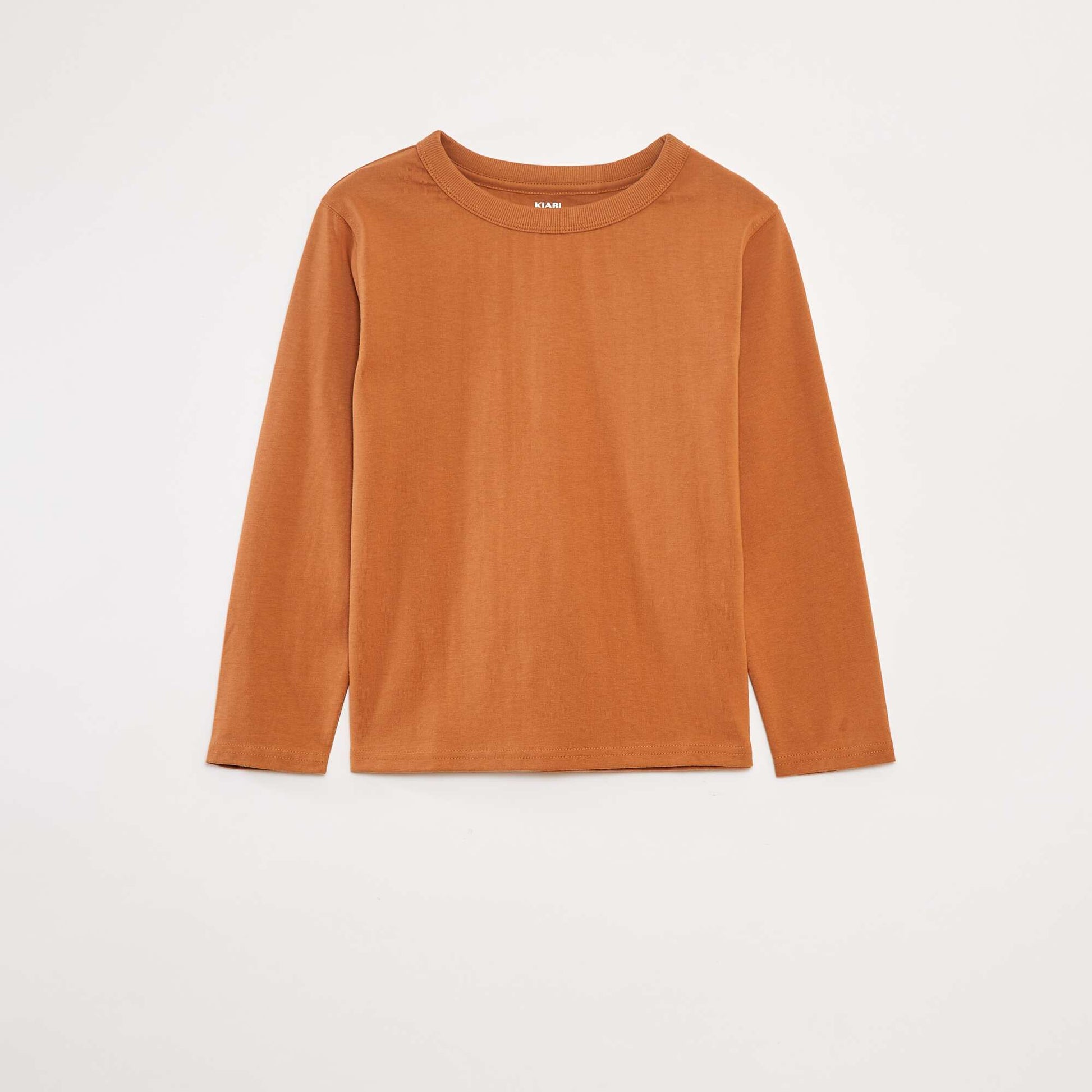 Plain long-sleeved T-shirt BROWN