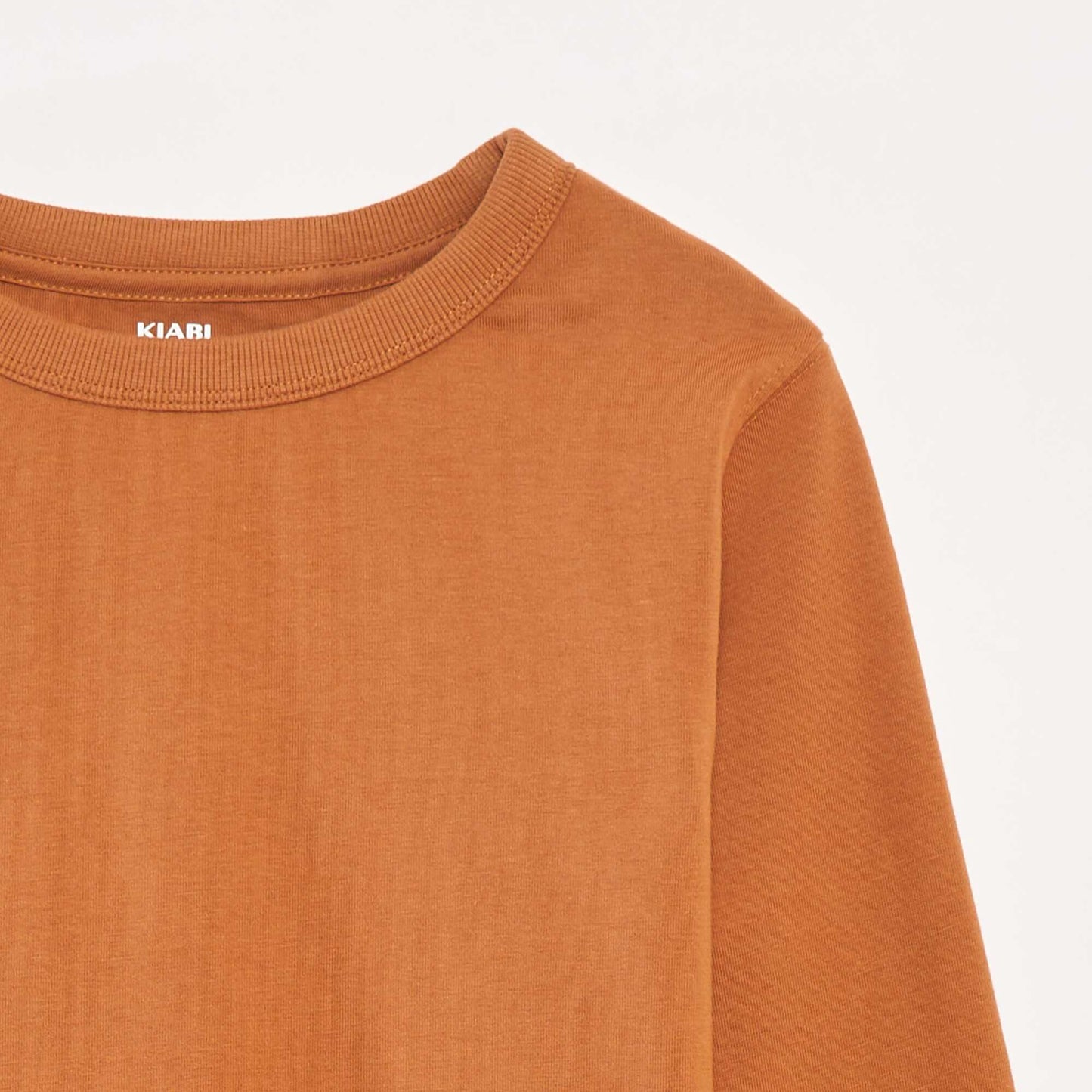 Plain long-sleeved T-shirt BROWN