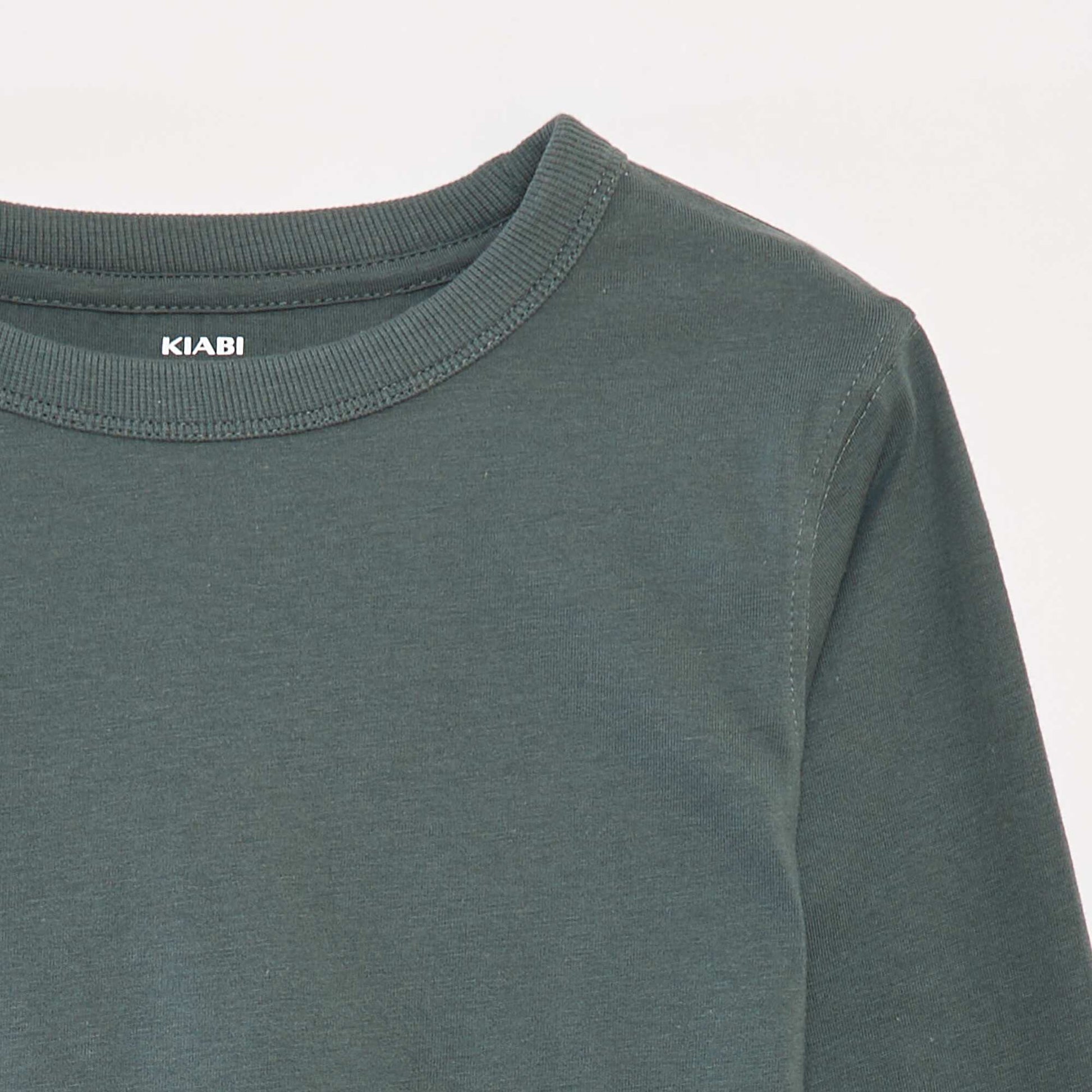 Plain long-sleeved T-shirt GREEN
