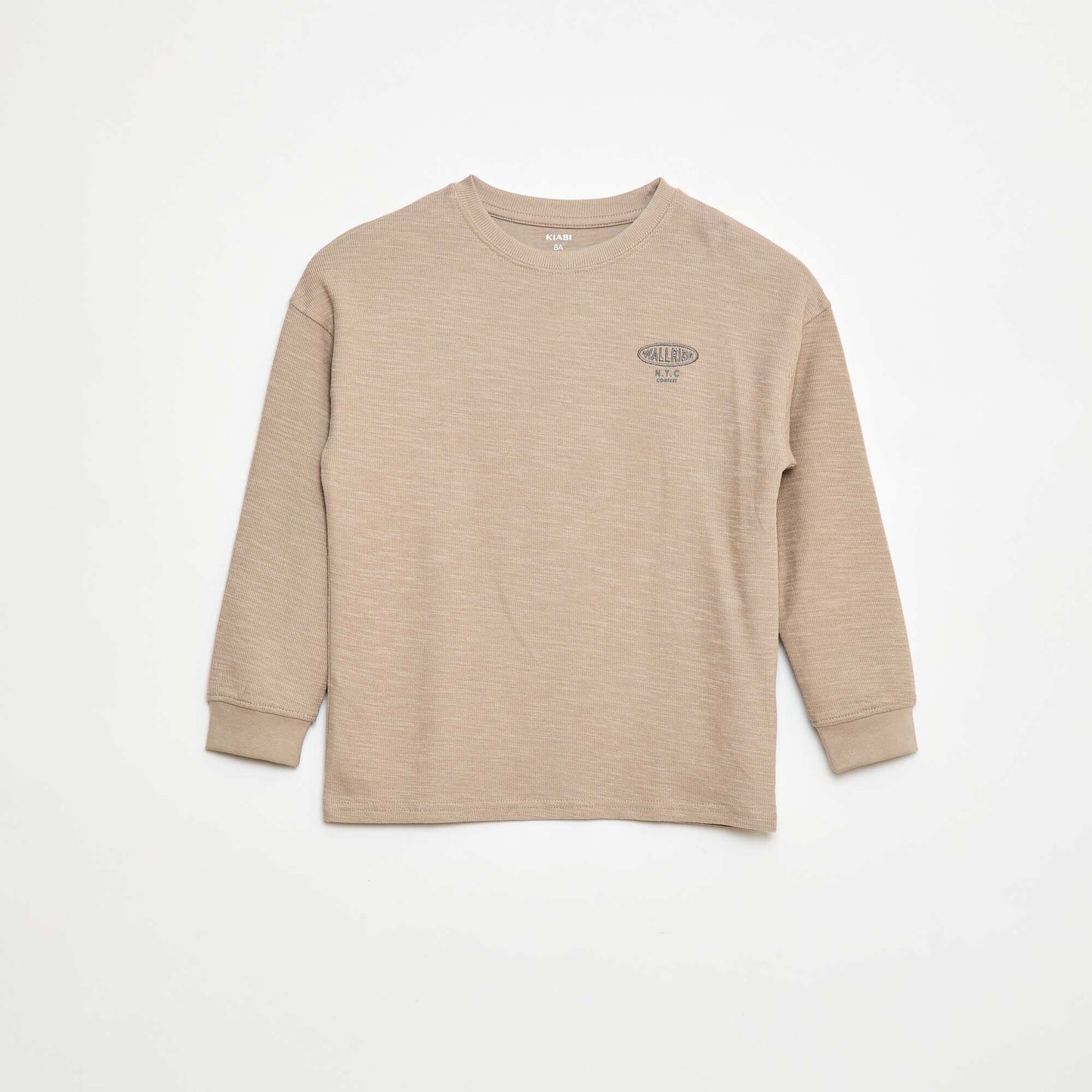 Knit T-shirt with embroidery BEIGE